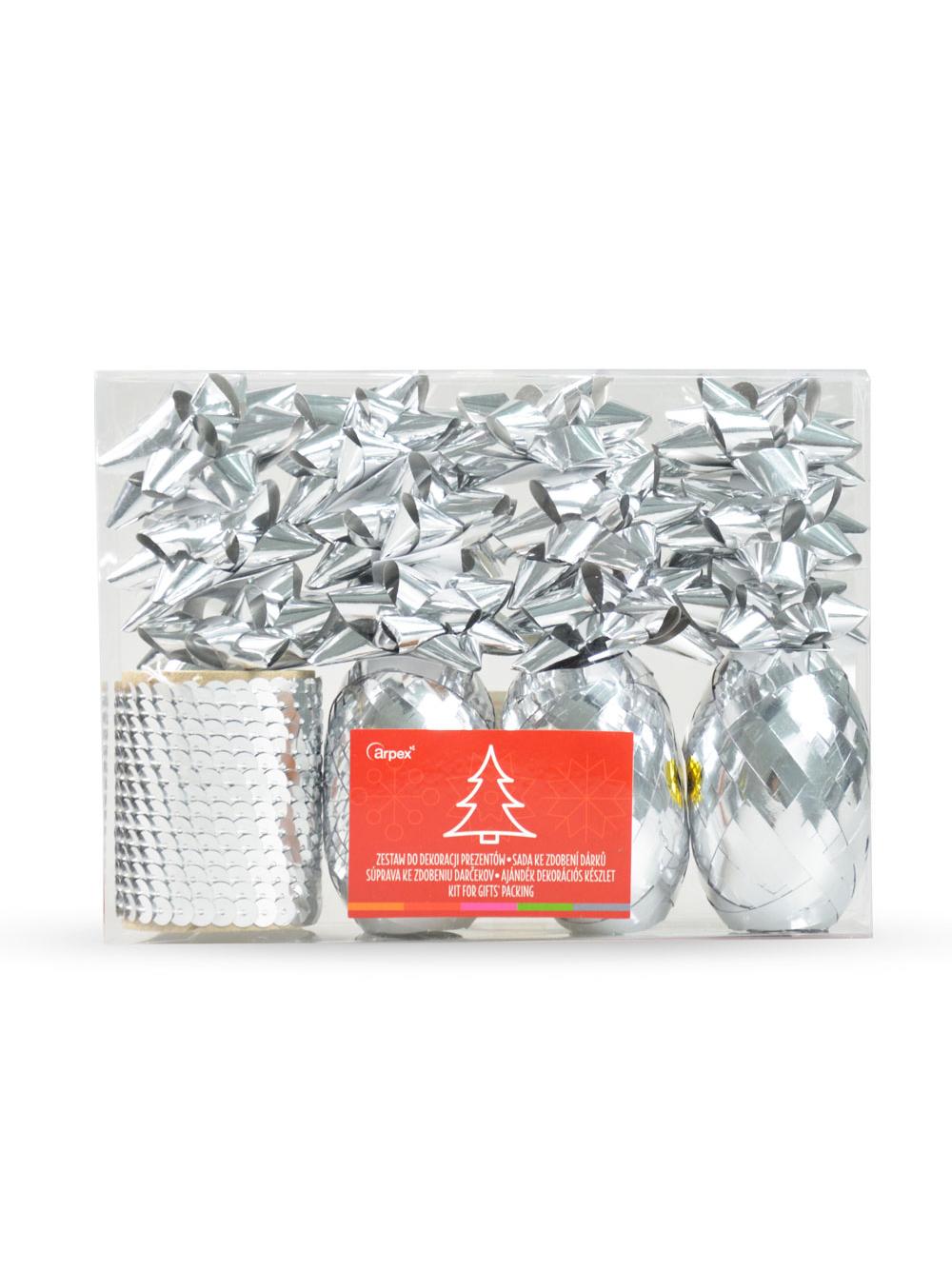 Zestaw do dekoracji prezentów srebrny