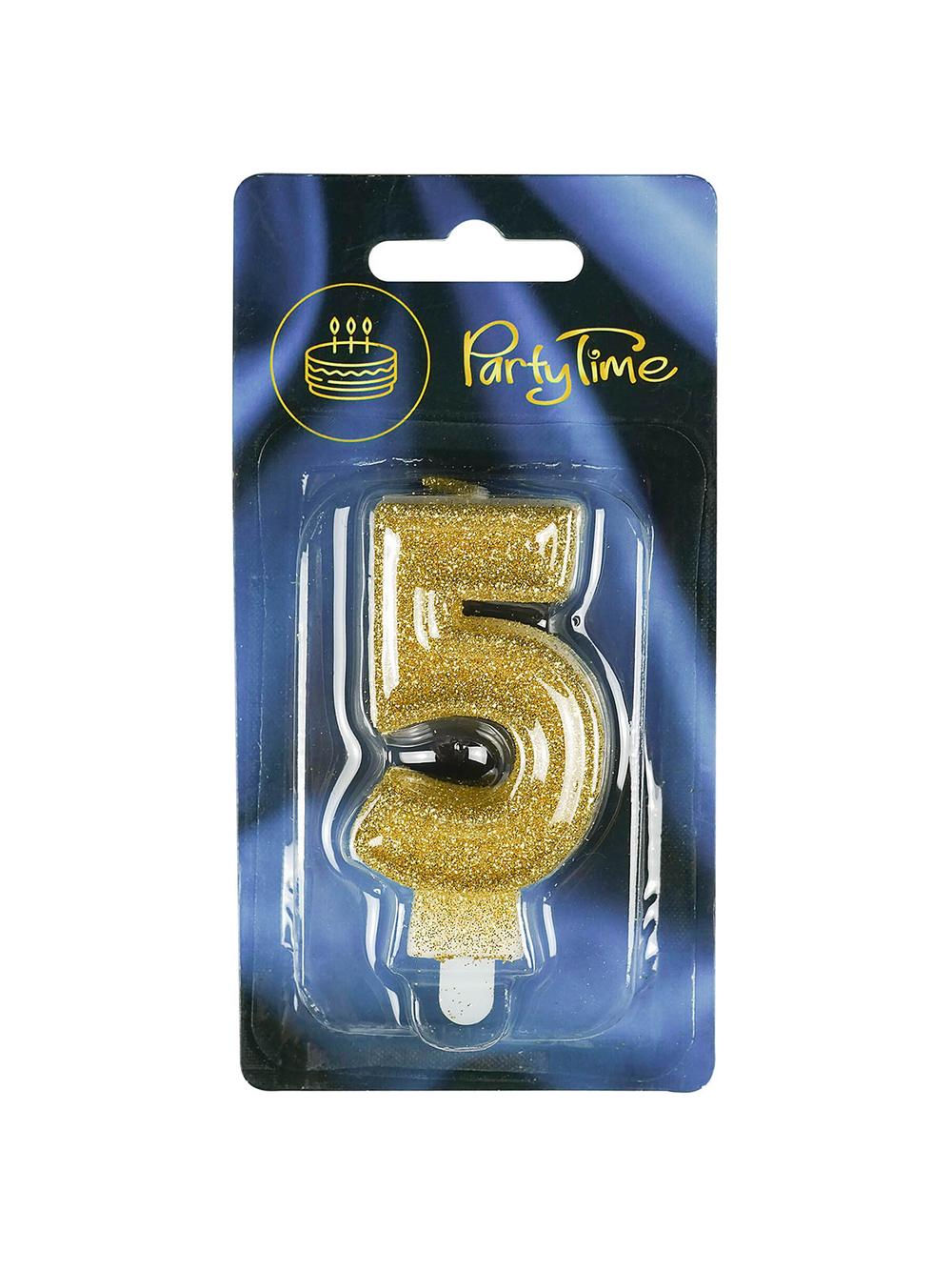 Świeczka cyferka premium nr 5 złota