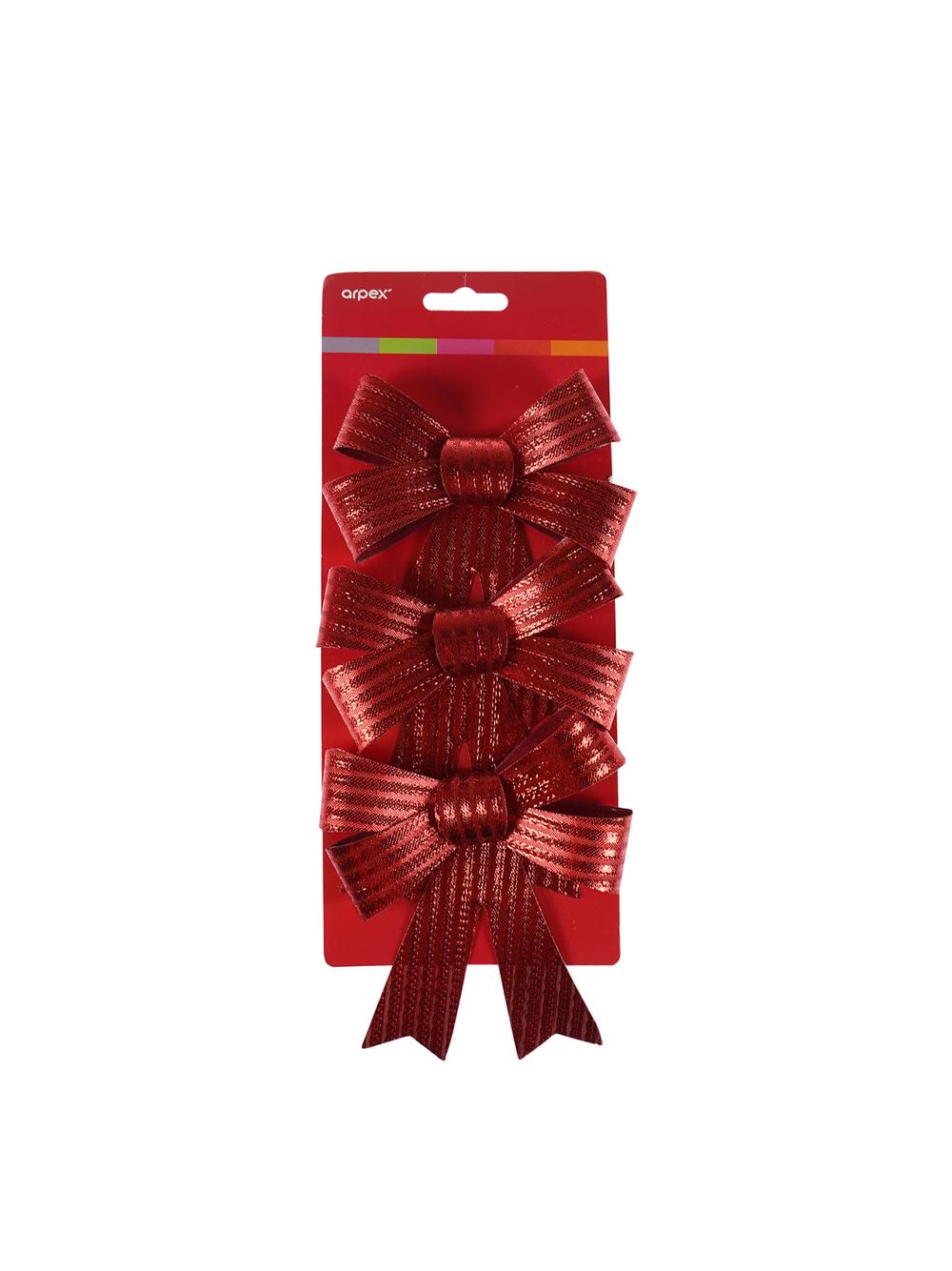 Zestaw kokard dekoracyjnych - prążki (3 szt.) czerwonych