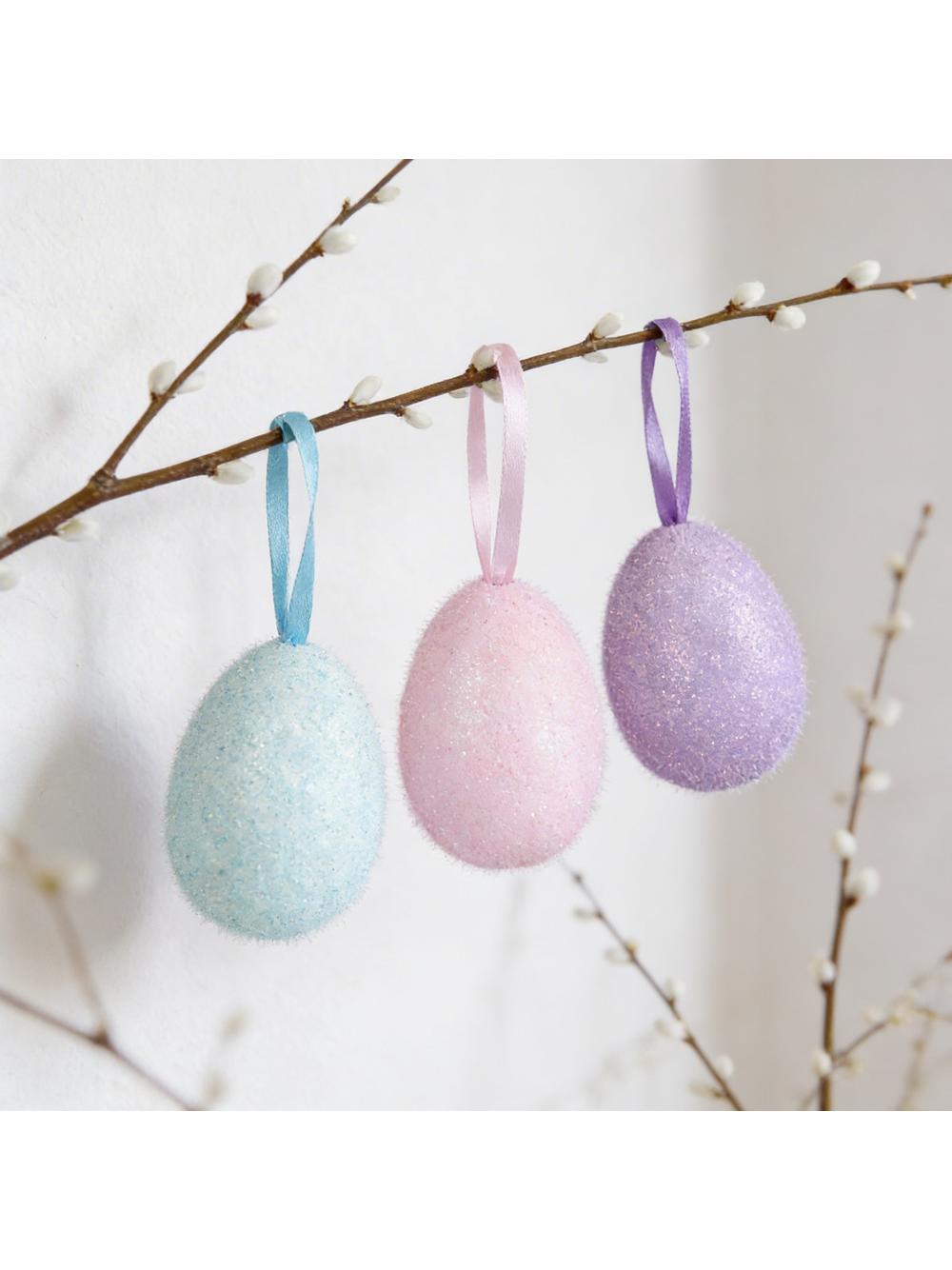 Brokatowe jajka flokowane (3 szt.)