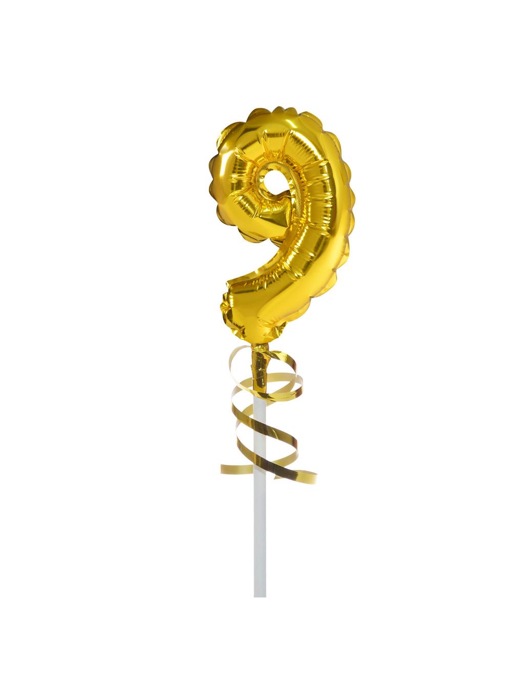 Balon foliowy na patyczku nr 9 złoty