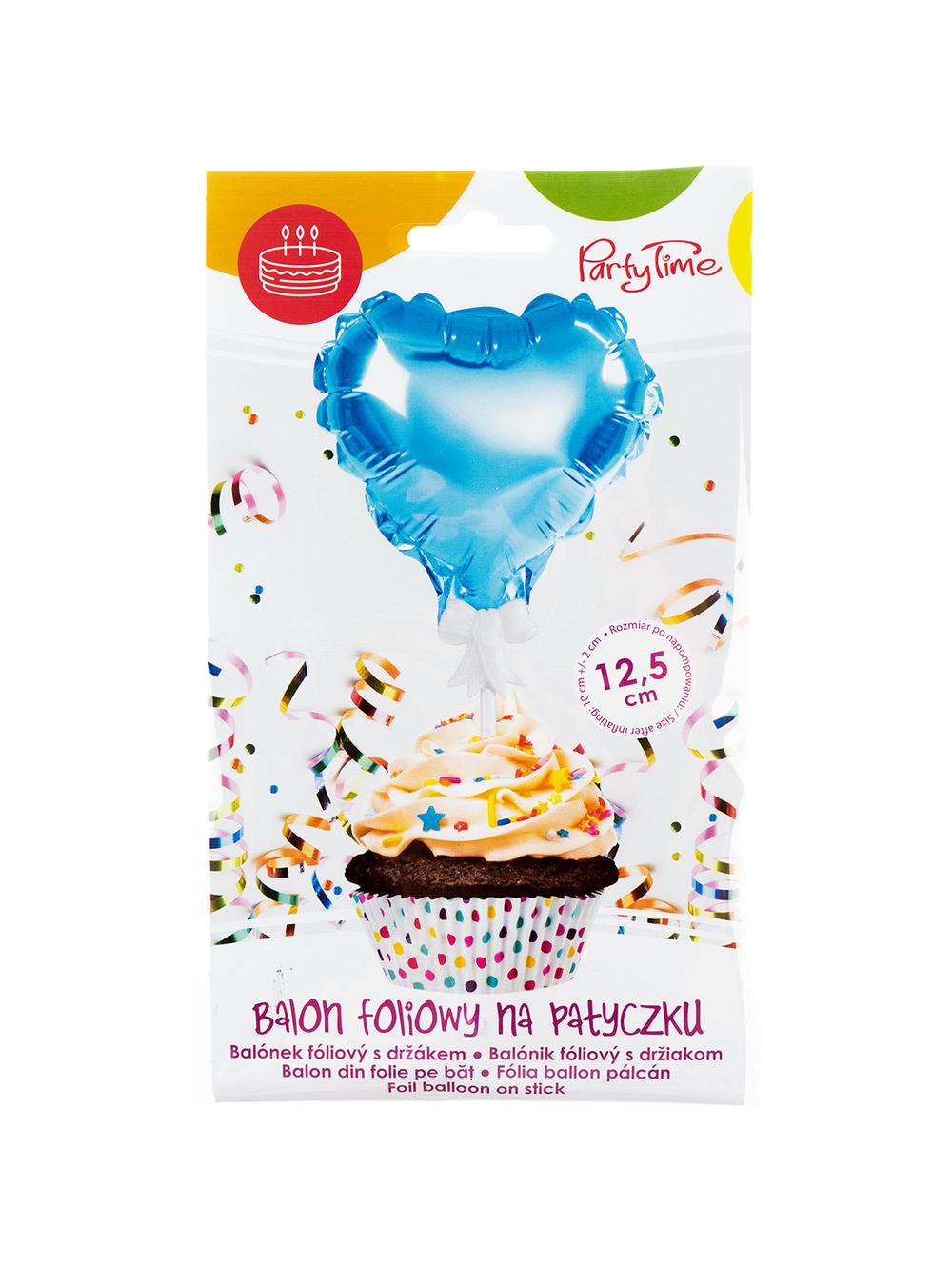 Balon foliowy na patyczku serce niebieski