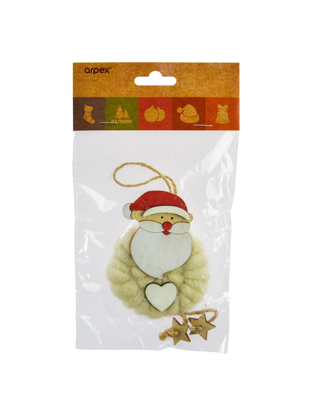 Drewniana zawieszka z wełną