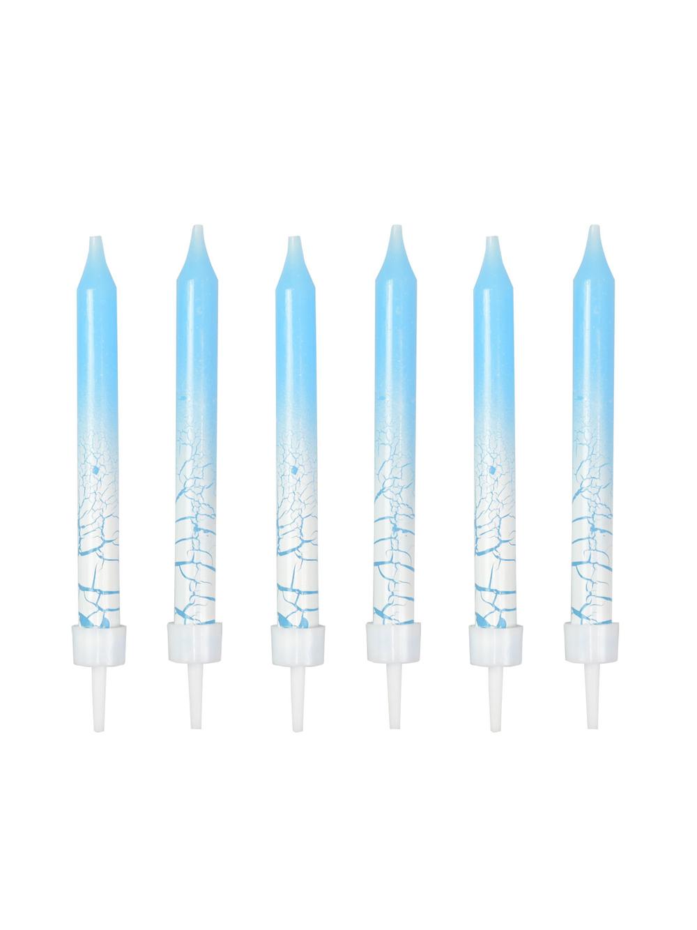 Świeczki urodzinowe z efektem spękania (6 szt.) niebieskie