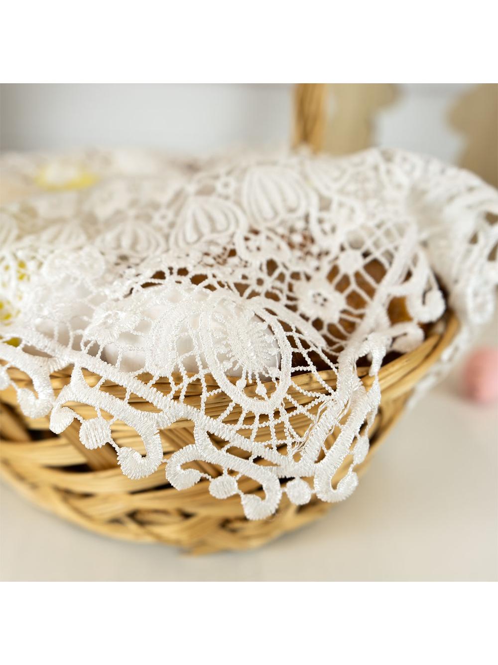 Ażurowa serweta na koszyczek (kwadratowa) - z tasiemkami do wiązania