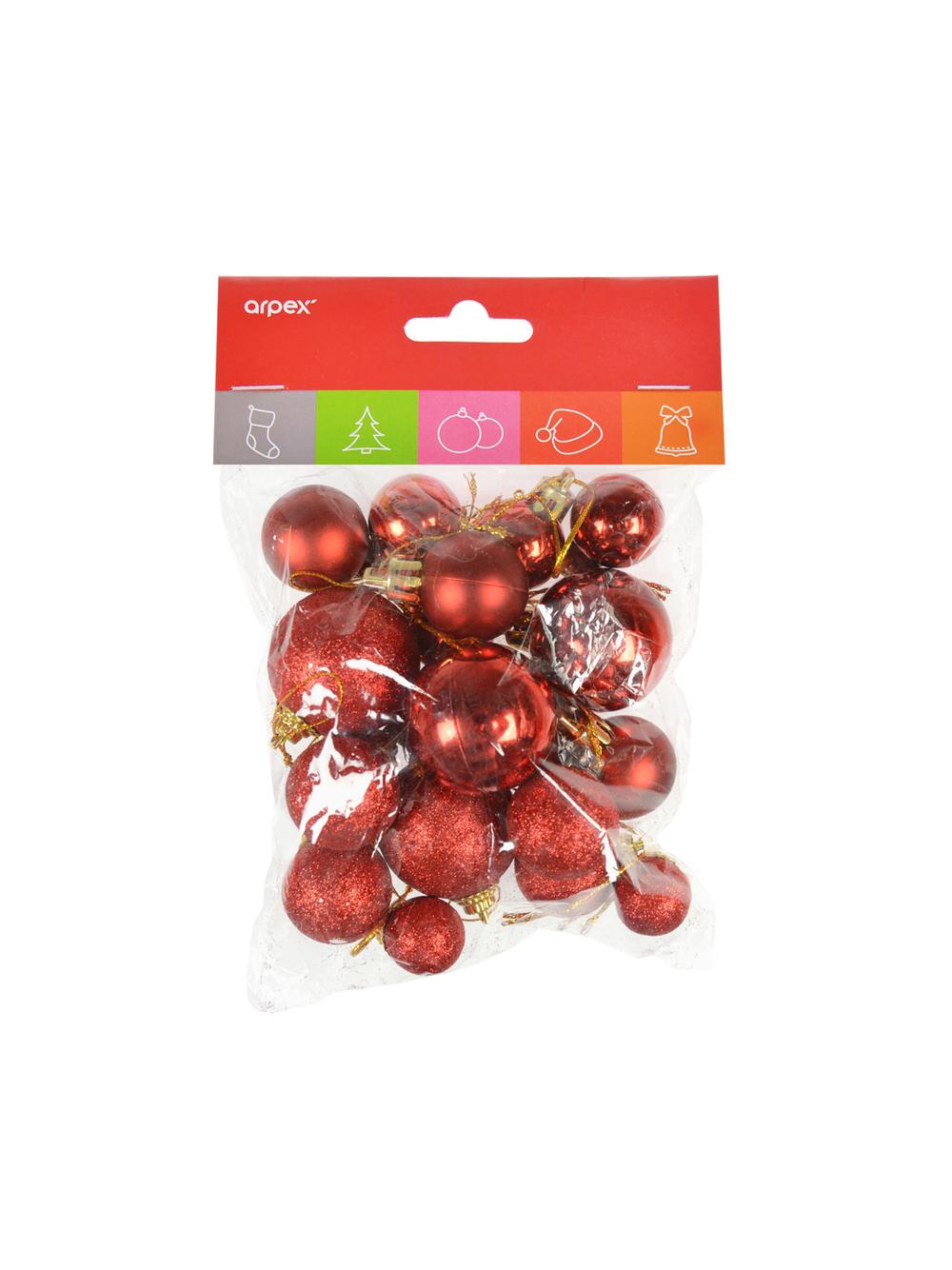 Komplet bombek dekorowanych - mix rozmiarów czerwony