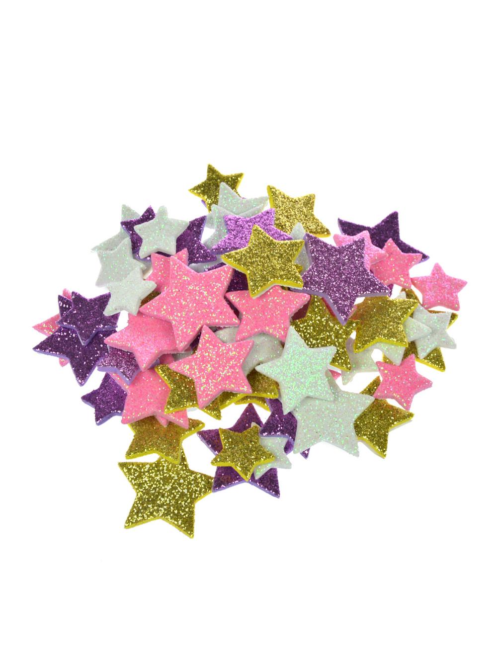 Naklejki brokatowe gwiazdki - mix kolorów
