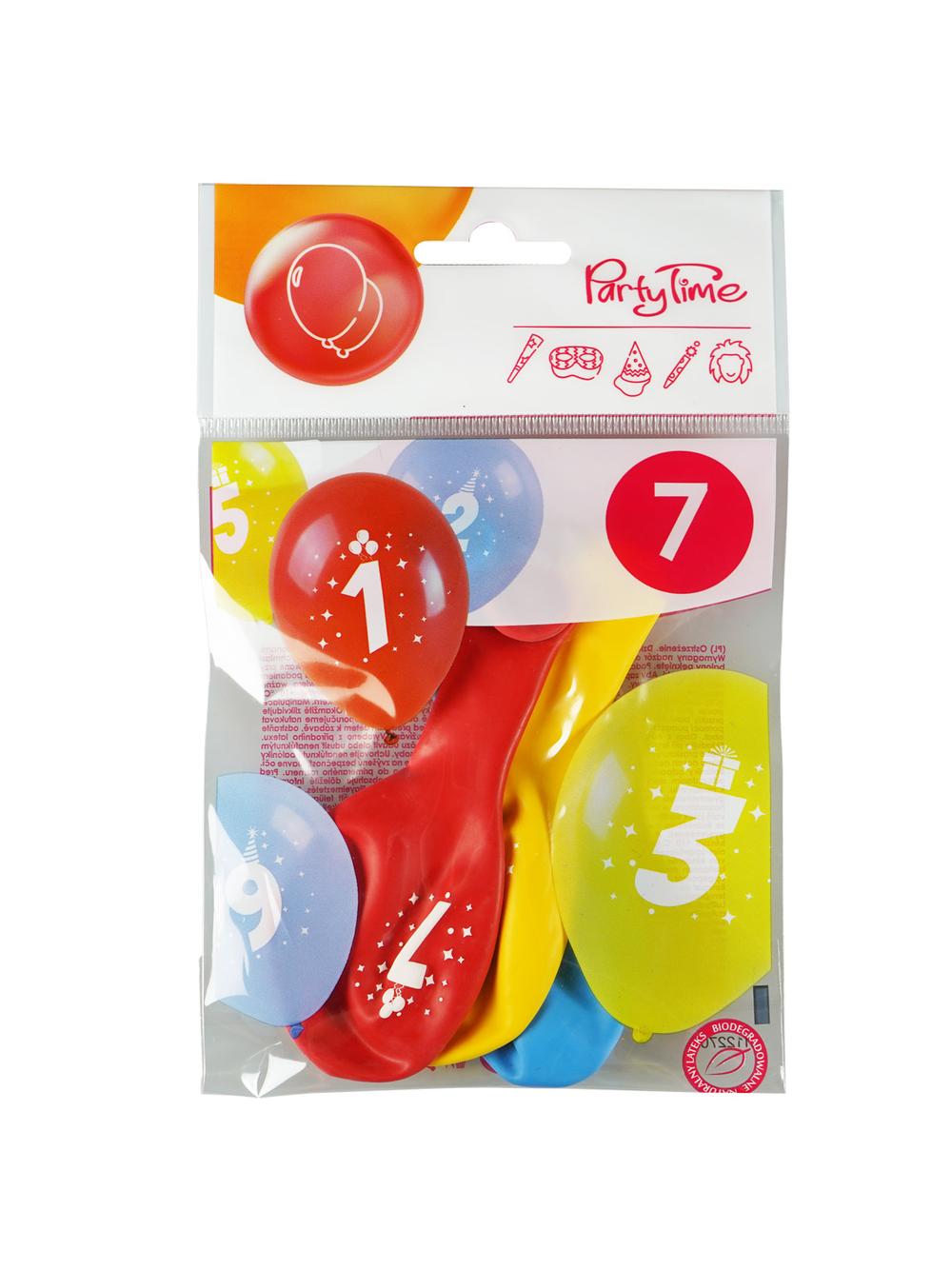 Balony z nadrukiem cyferki - 7 (3 szt.)