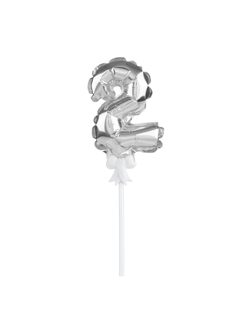 Balon foliowy na patyczku nr 2 srebrny