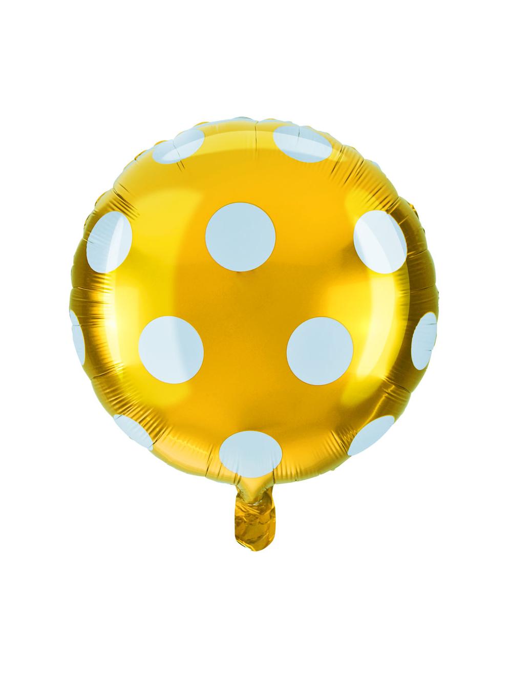Balon foliowy kropki złoty
