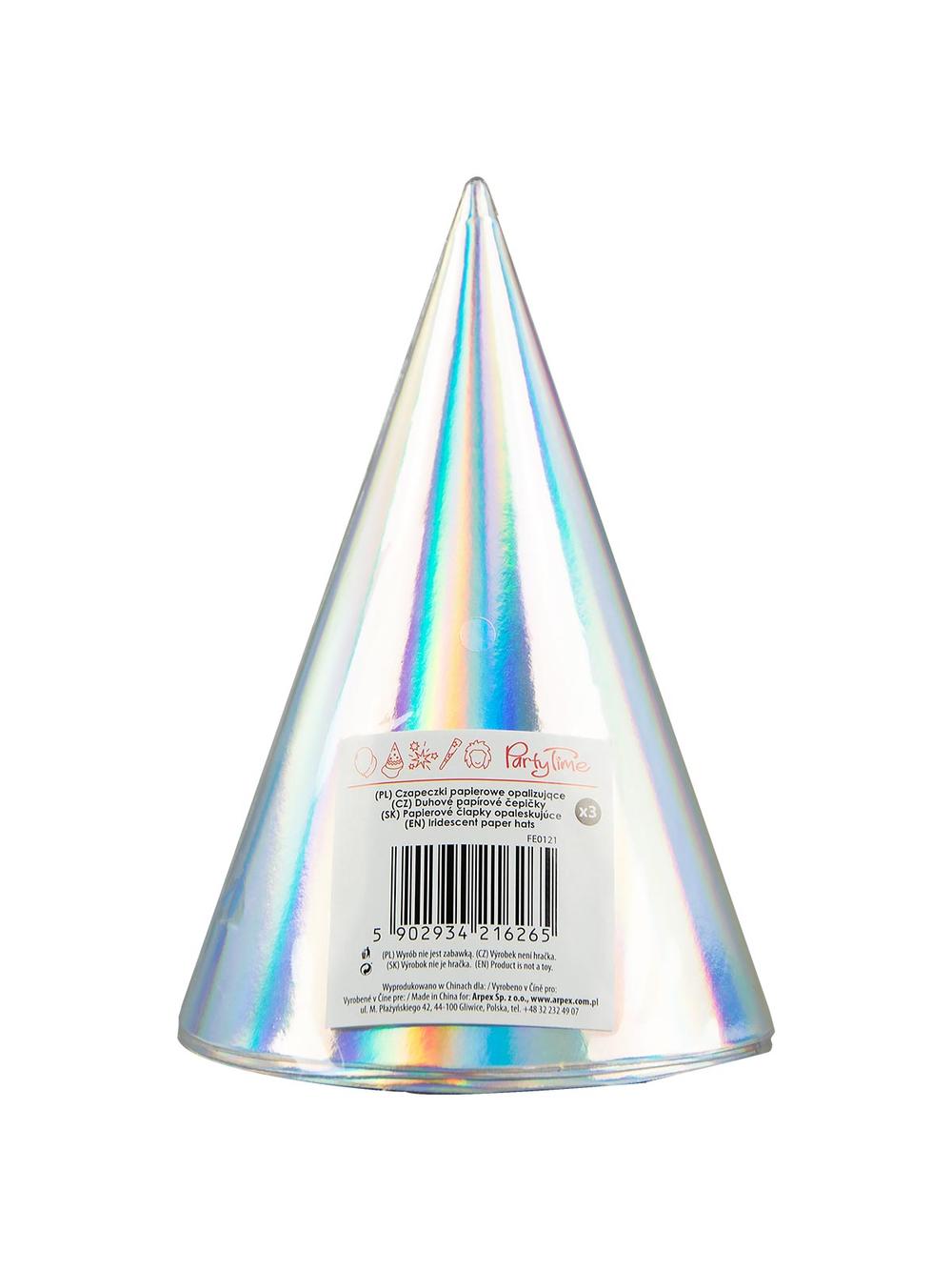 Czapeczki papierowe opalizujące (3 szt.)