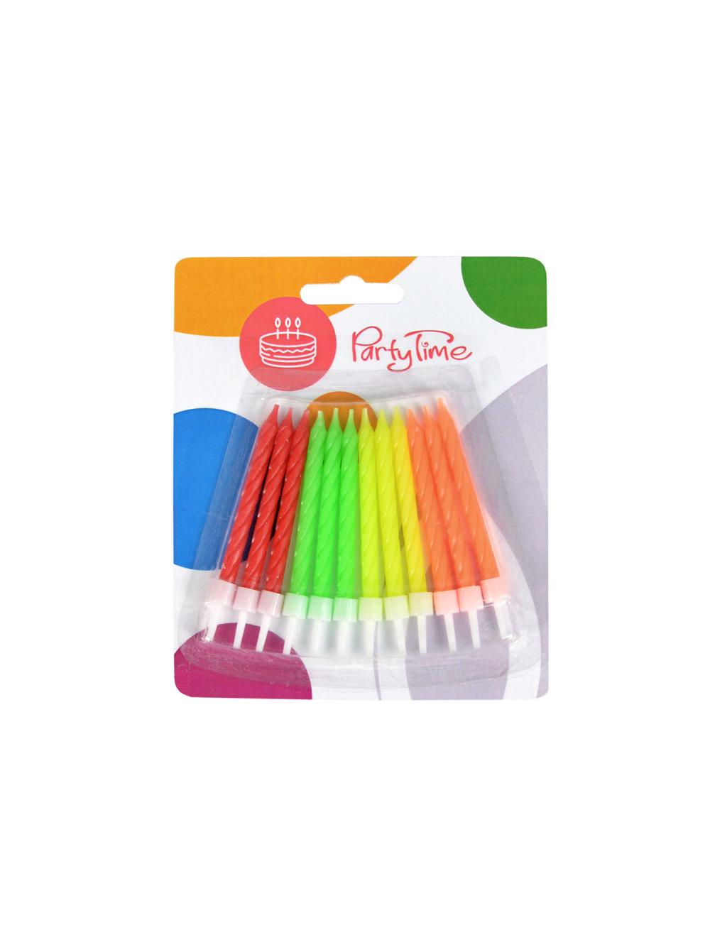 Świeczki urodzinowe Premium - neon (12 szt.)