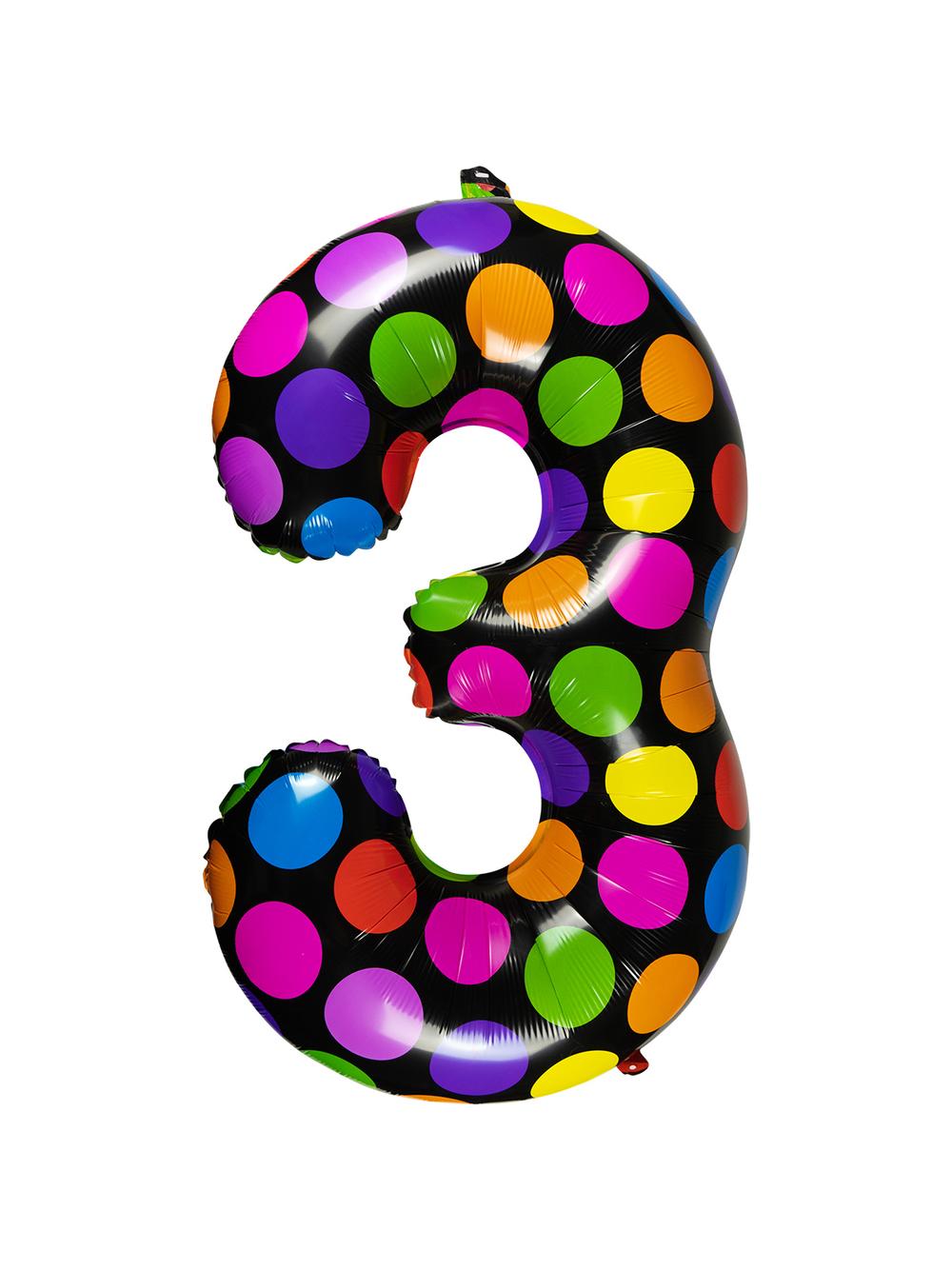 Balon foliowy cyferka w kropki nr 3