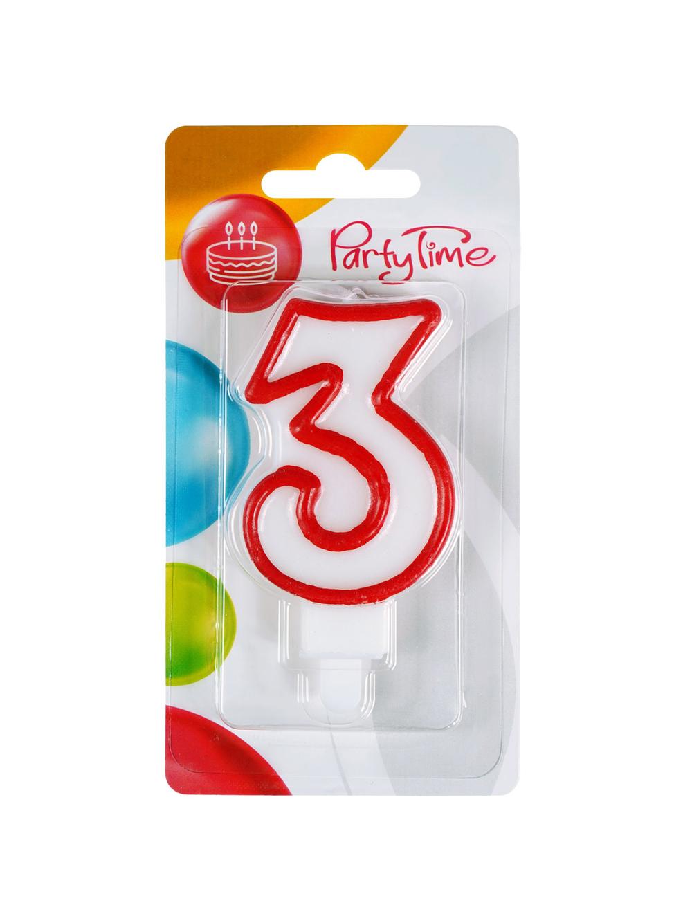 Świeczka cyferka nr 3 czerwona