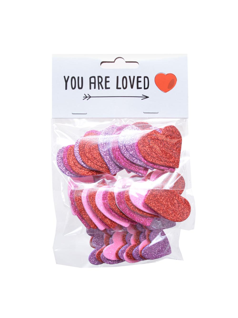 Piankowe serduszka brokatowe - naklejki (45 szt.)