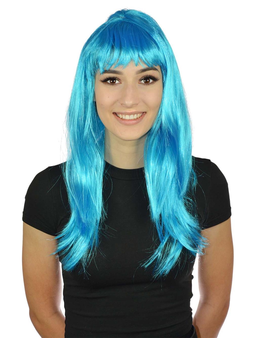 Peruka długowłosa niebieska