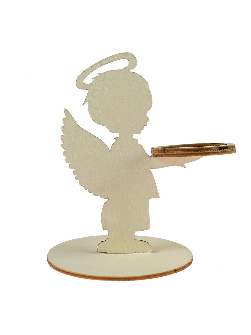 Świecznik drewniany - aniołek