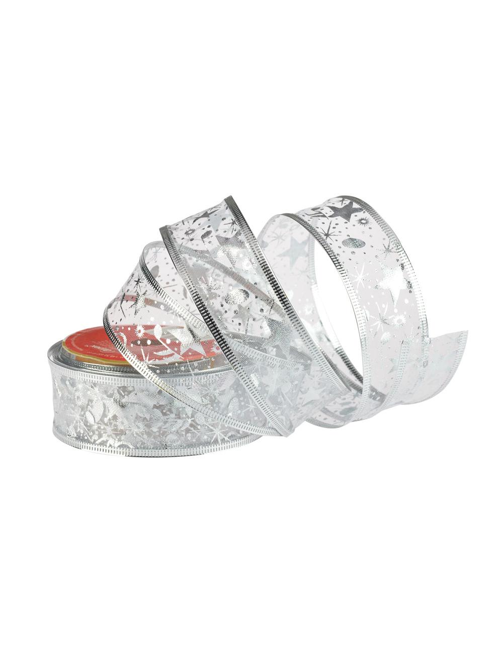 Taśma dekoracyjna na szpuli srebrna