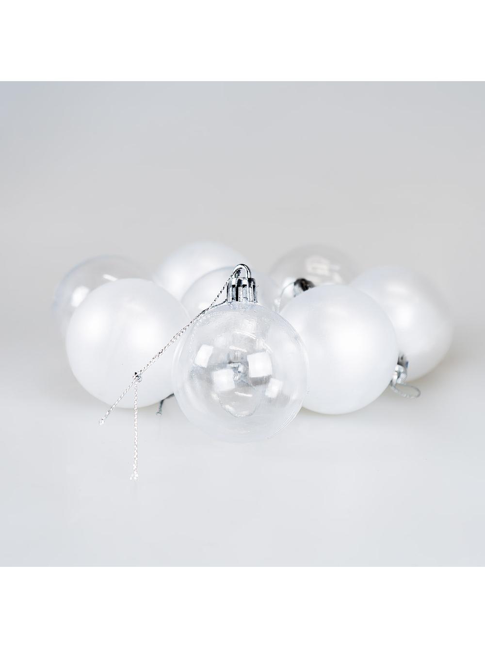 Zestaw bombek transparentnych (8 szt.) - perłowe