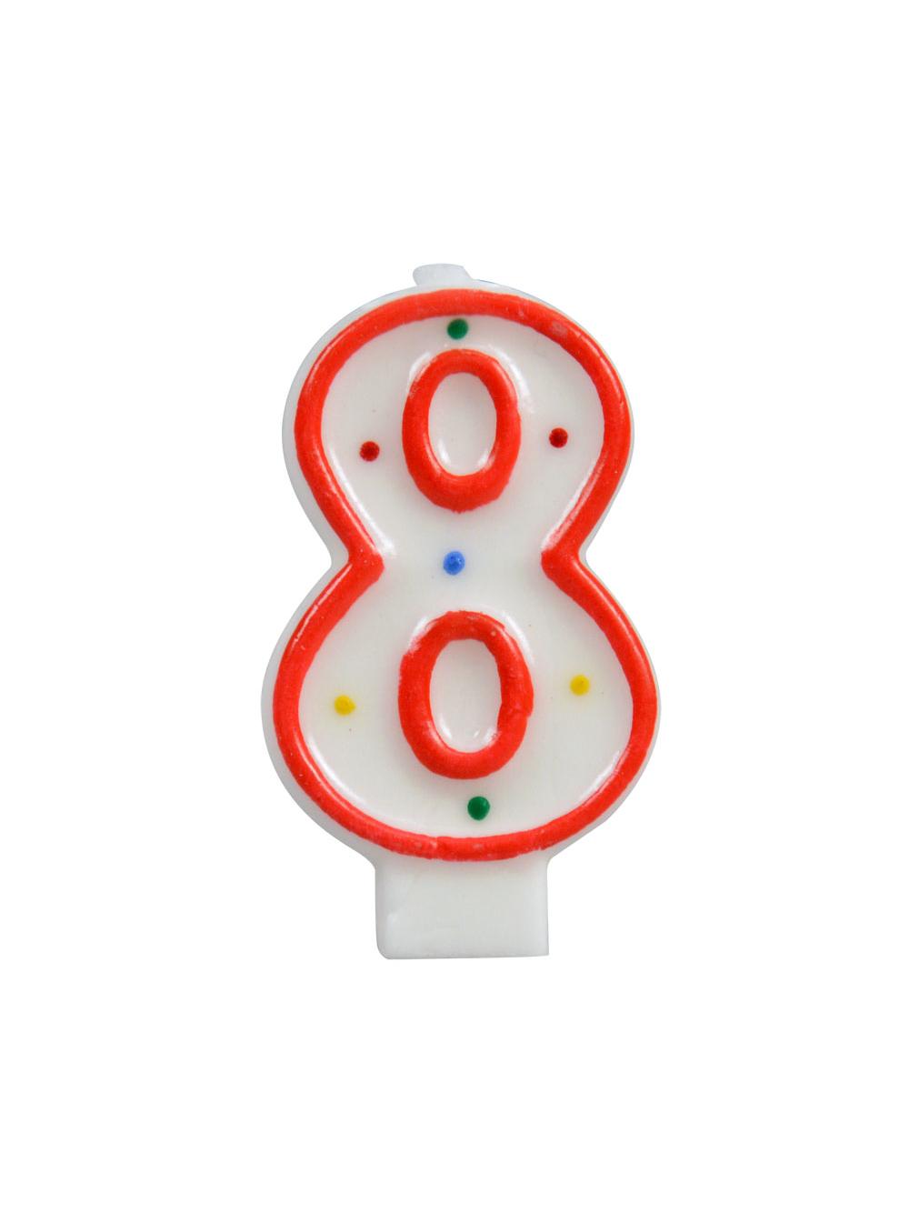 Świeczka cyferka - kropki nr 8