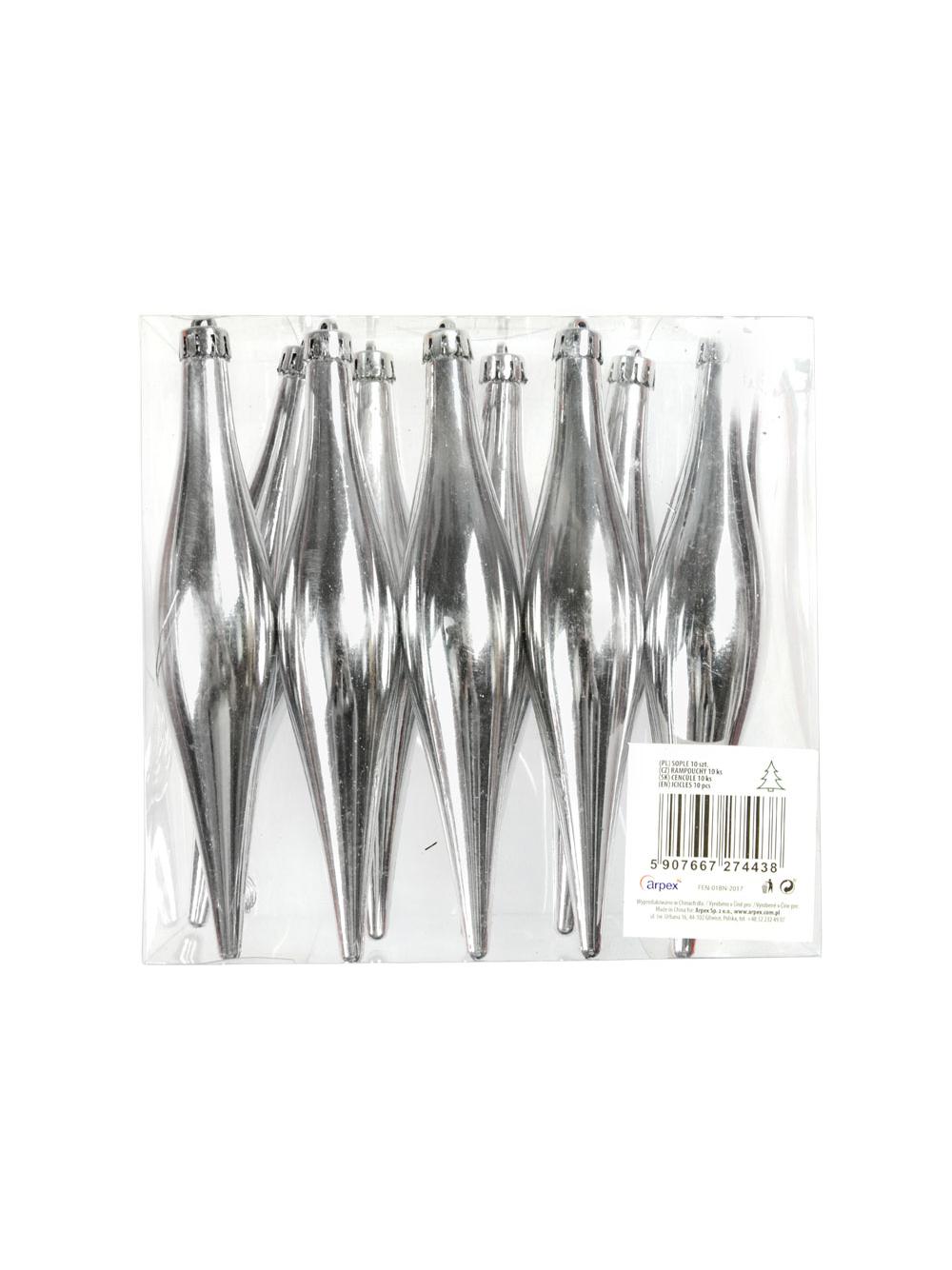 Sople w PVC 15 cm (10 szt.) srebrne