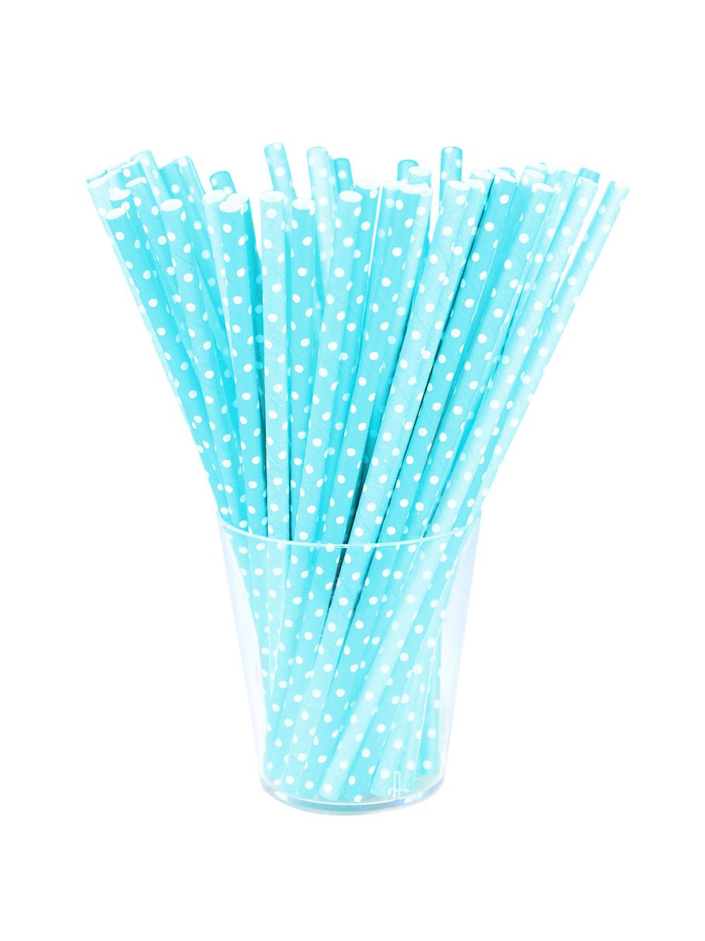 Słomki papierowe niebieskie w białe kropki (144 szt.) - FSC Mix Credit