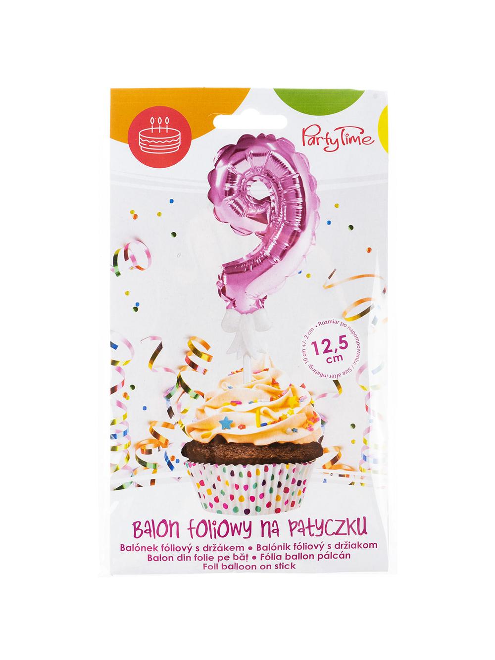 Balon foliowy na patyczku nr 9 różowy