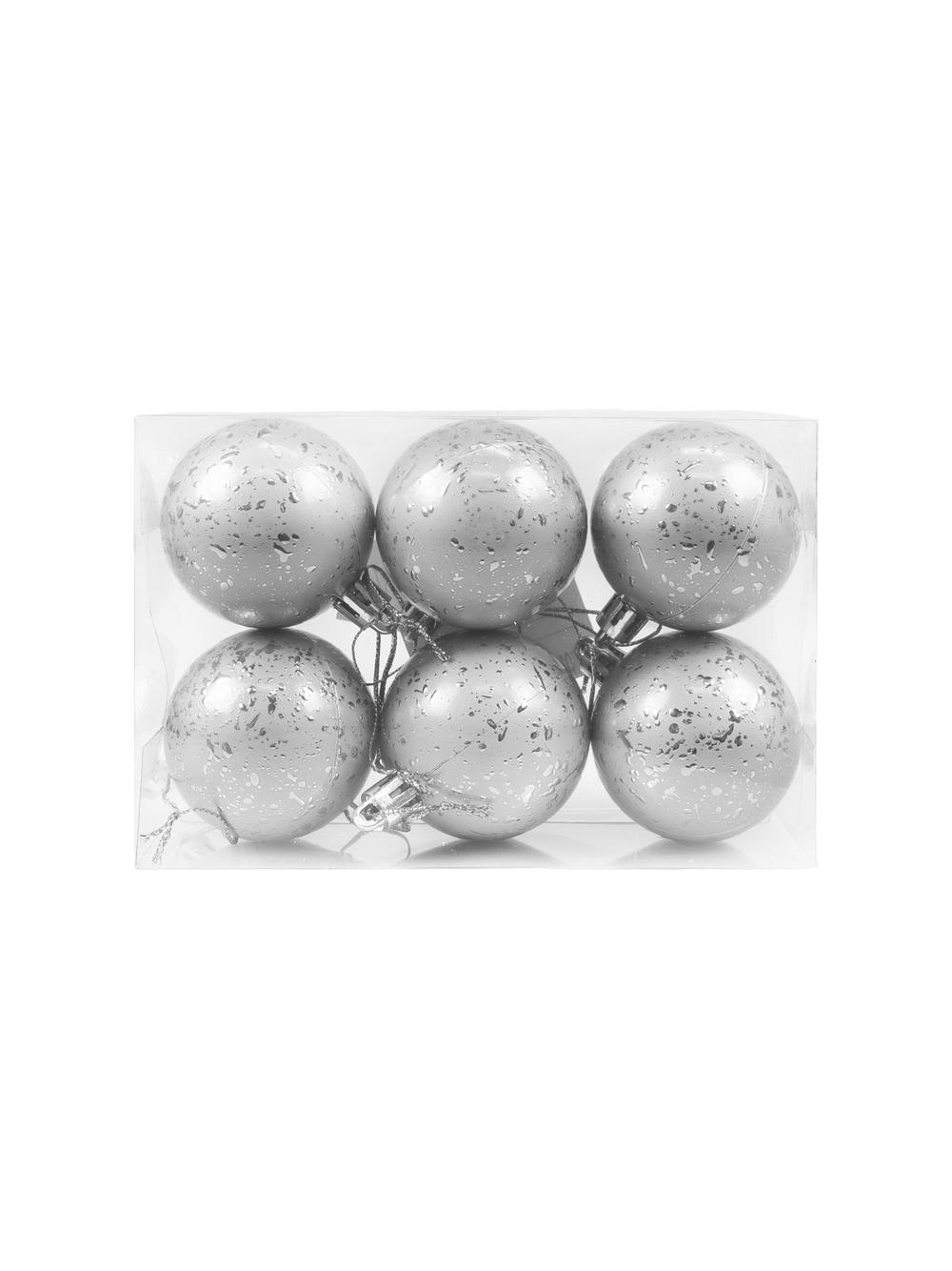Zestaw bombek z efektem rosy (6 szt.) - srebrny
