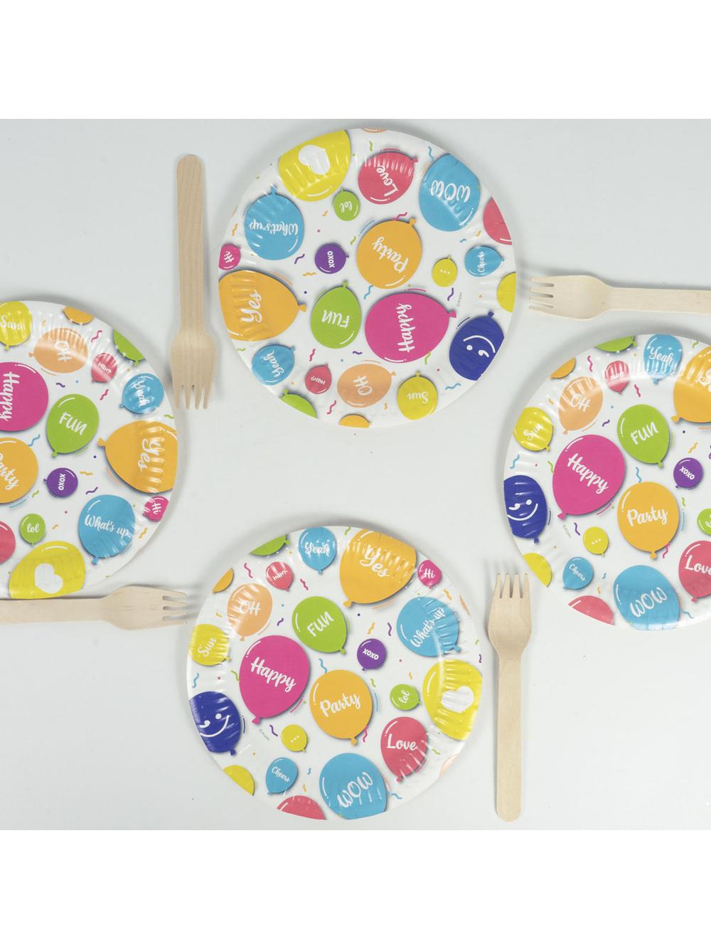 Talerze papierowe - Happy Balloons (8 szt.) - FSC Mix Credit