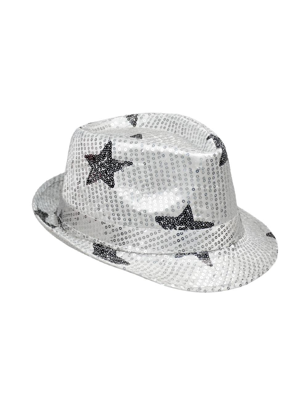 Kapelusz cekiny gwiazdor srebrny