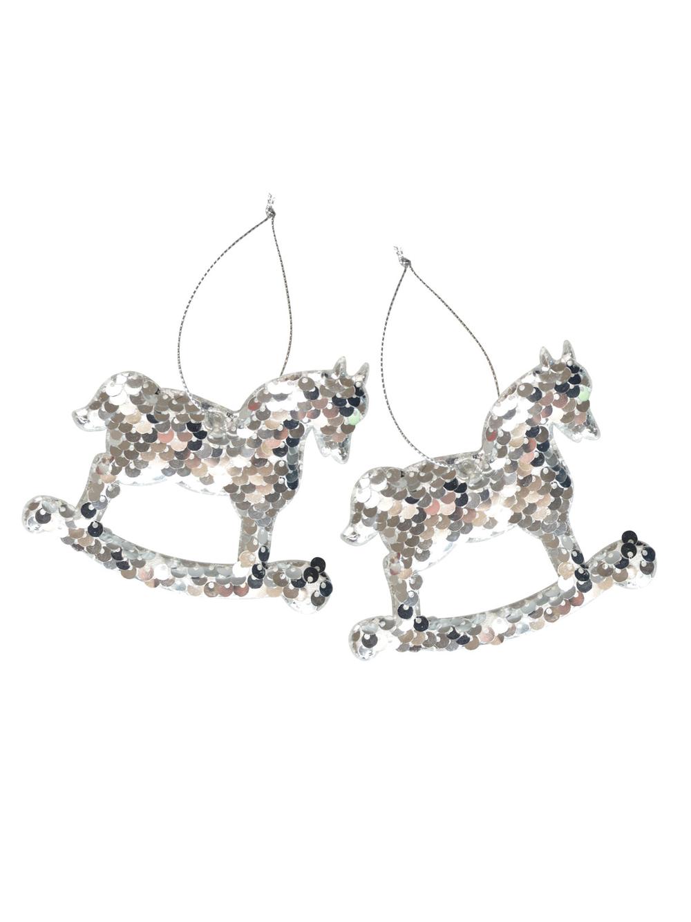 Zestaw cekinowych koników na biegunach (2 szt.)