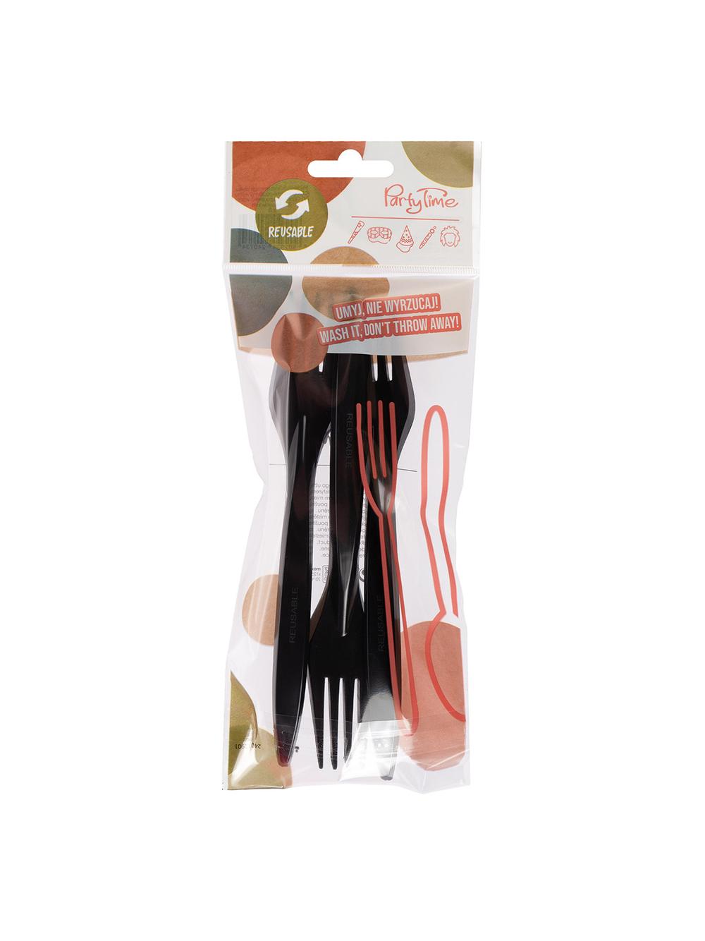 Widelce wielorazowe - czarne (8 szt.)