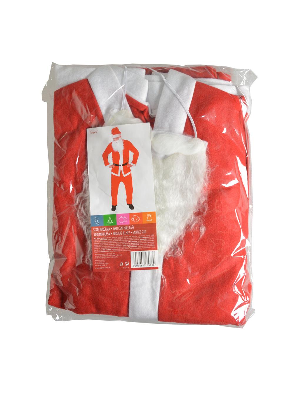 Strój Mikołaja (kurtka, czapka, broda, spodnie)