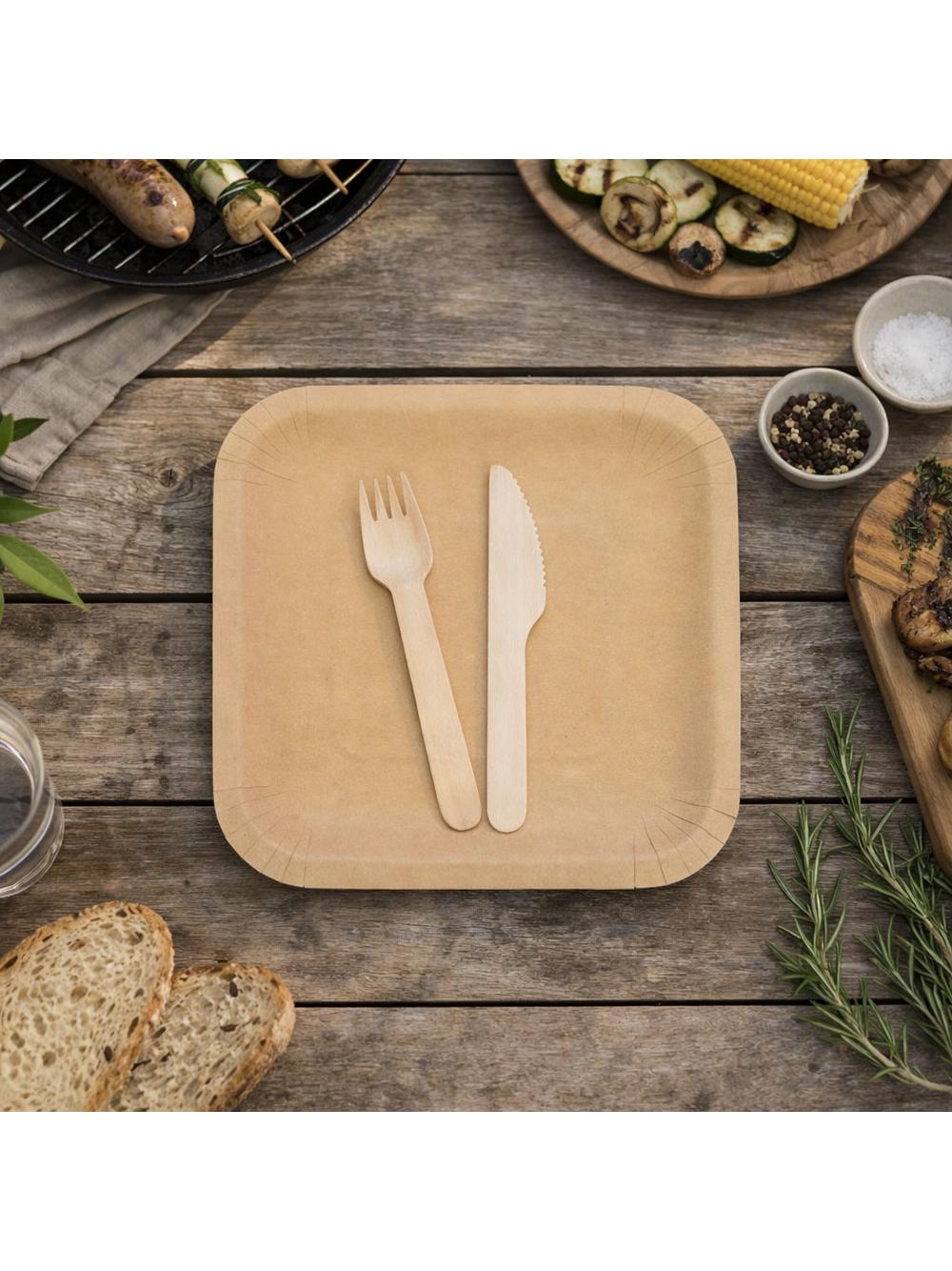 Talerze papierowe kraftowe 18x18 cm (8 szt.) - FSC mix