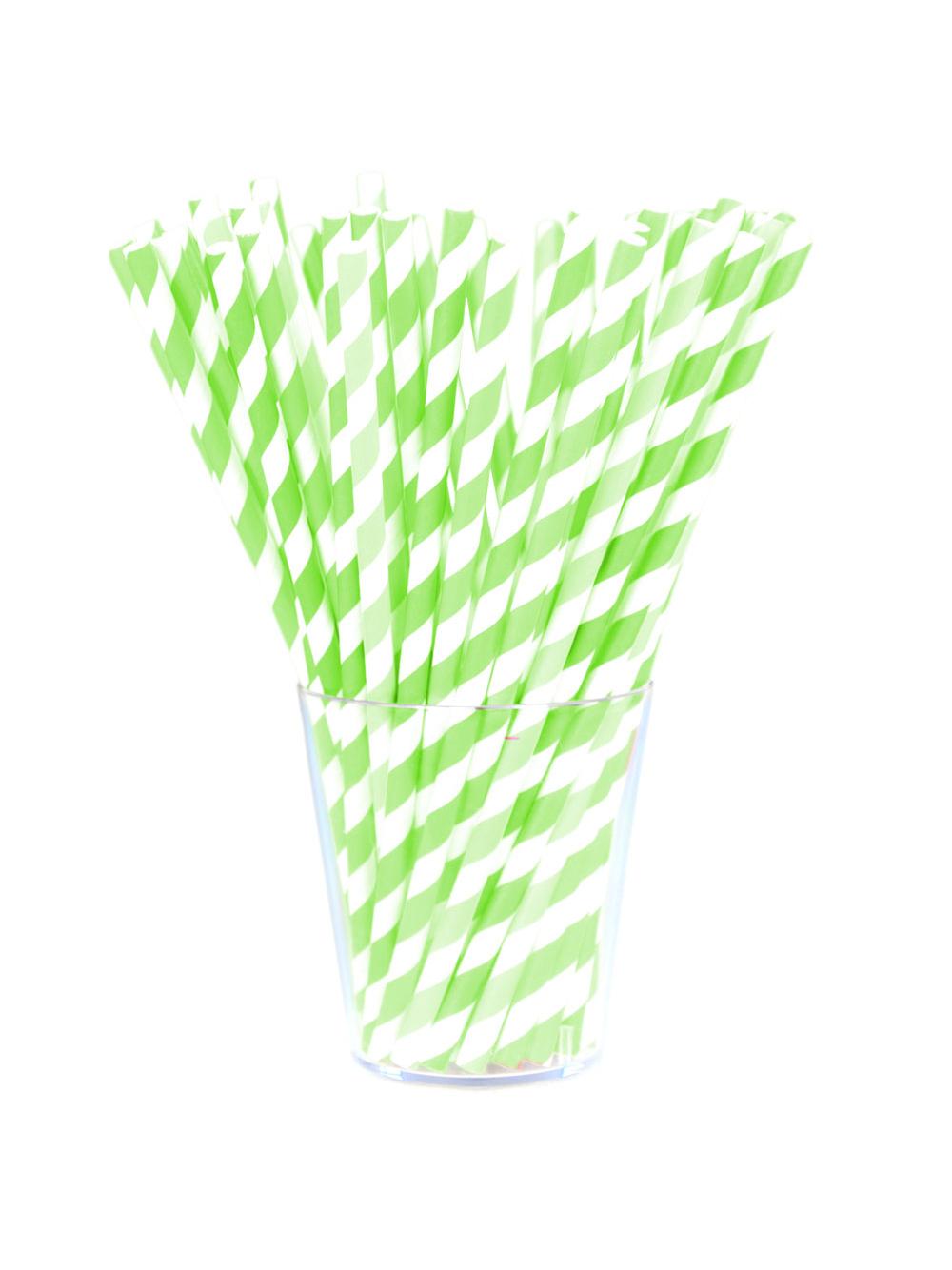 Słomki papierowe - paski limonkowe (144 szt.) - FSC Mix Credit