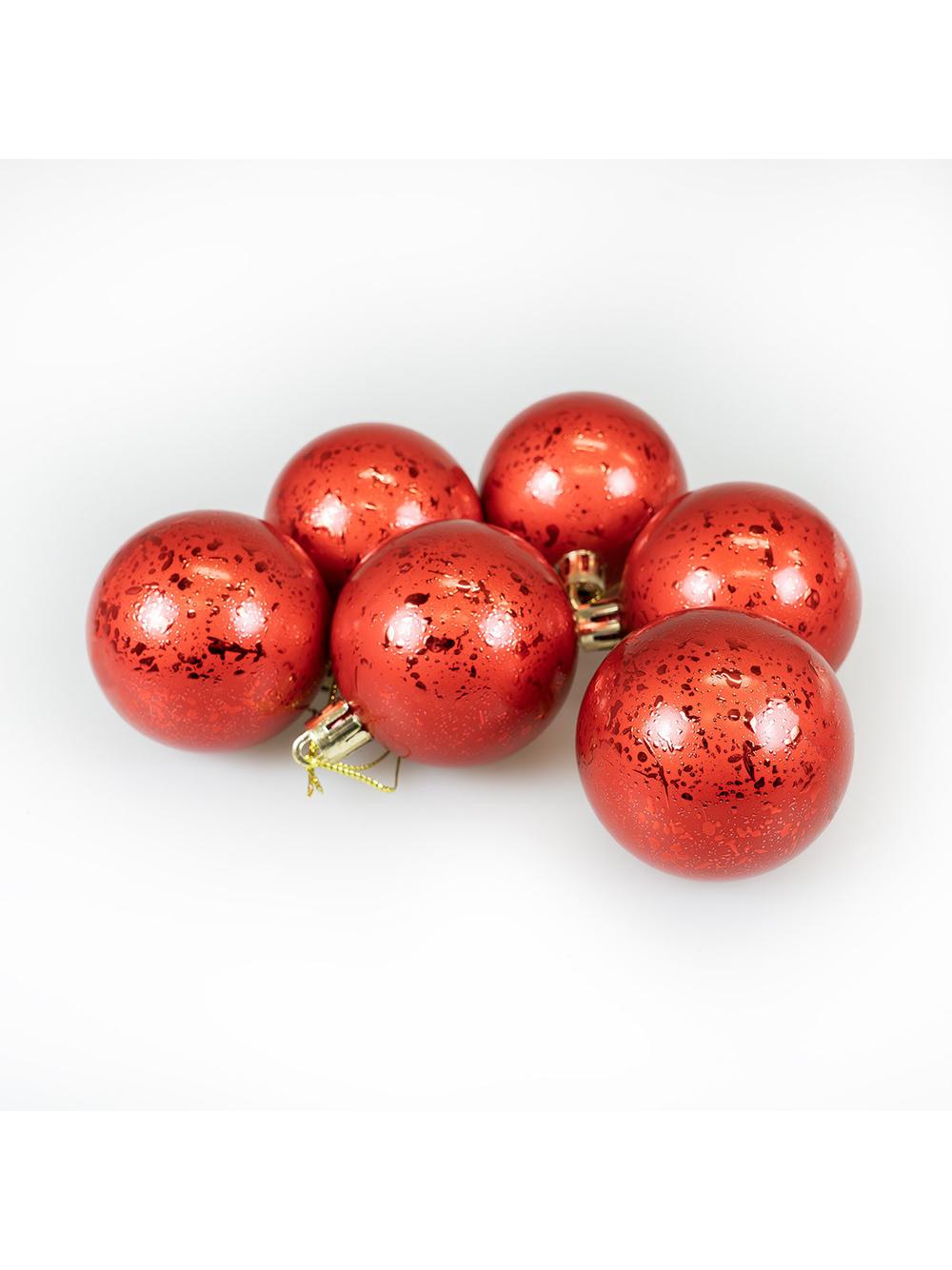 Zestaw bombek z efektem rosy (6 szt.) - czerwony
