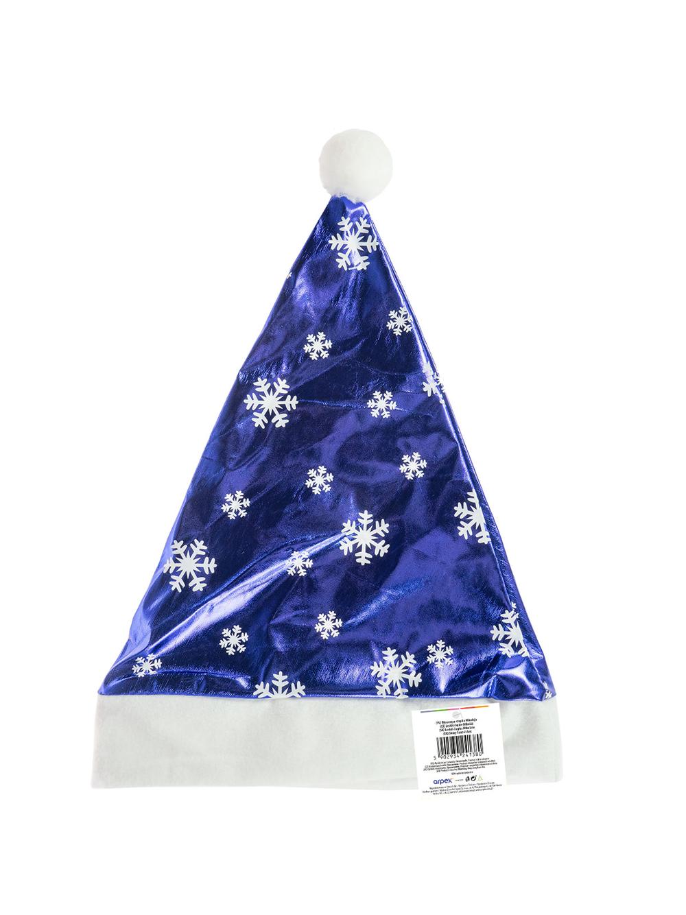 Błyszcząca czapka mikołaja - niebieska