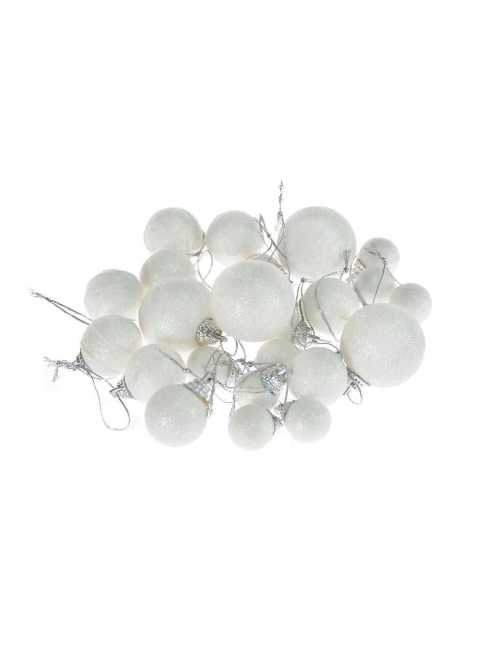 Komplet bombek dekorowanych - mix rozmiarów biały