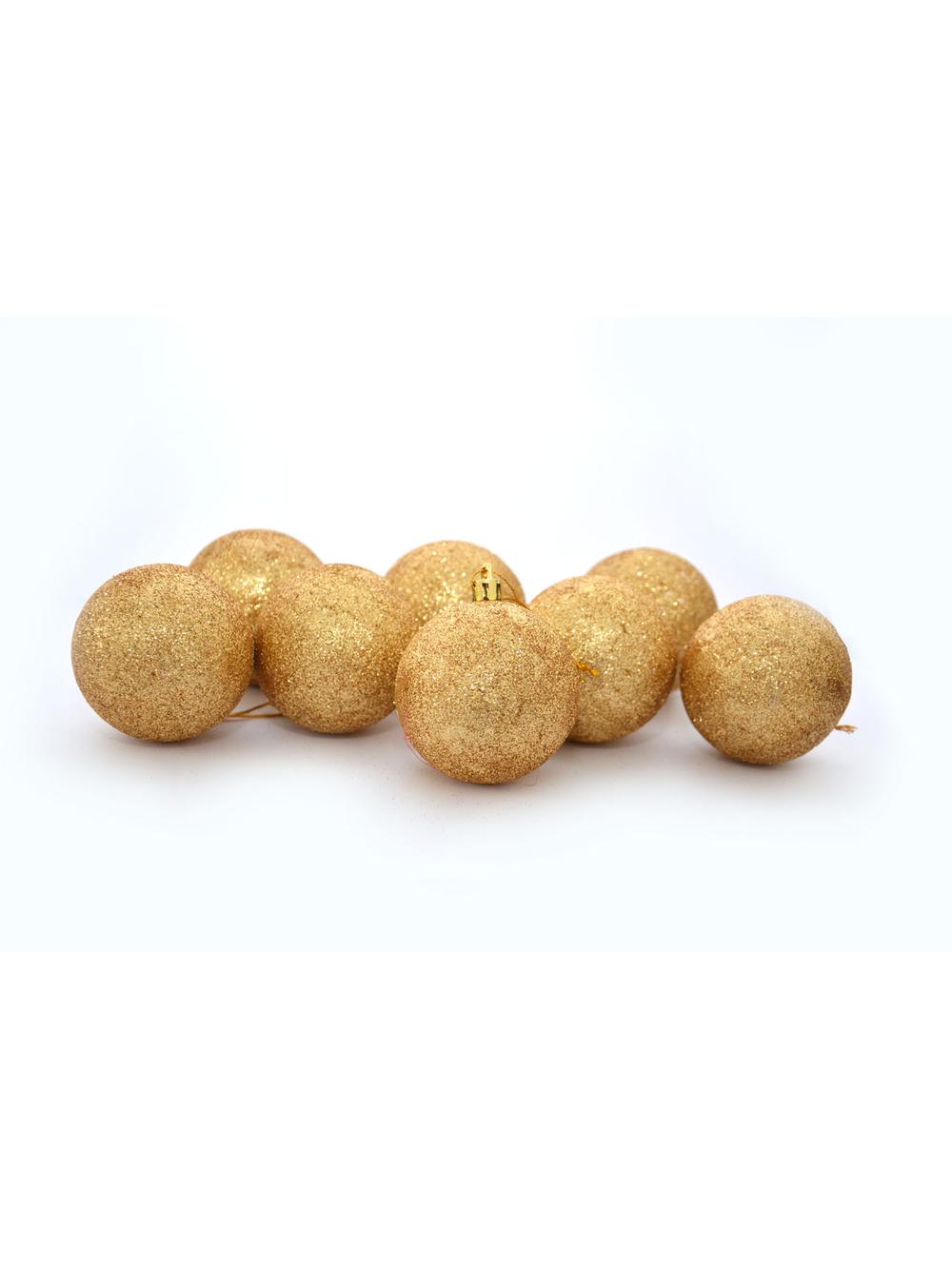 Bombki brokatowe pudełko (8 szt.) złote