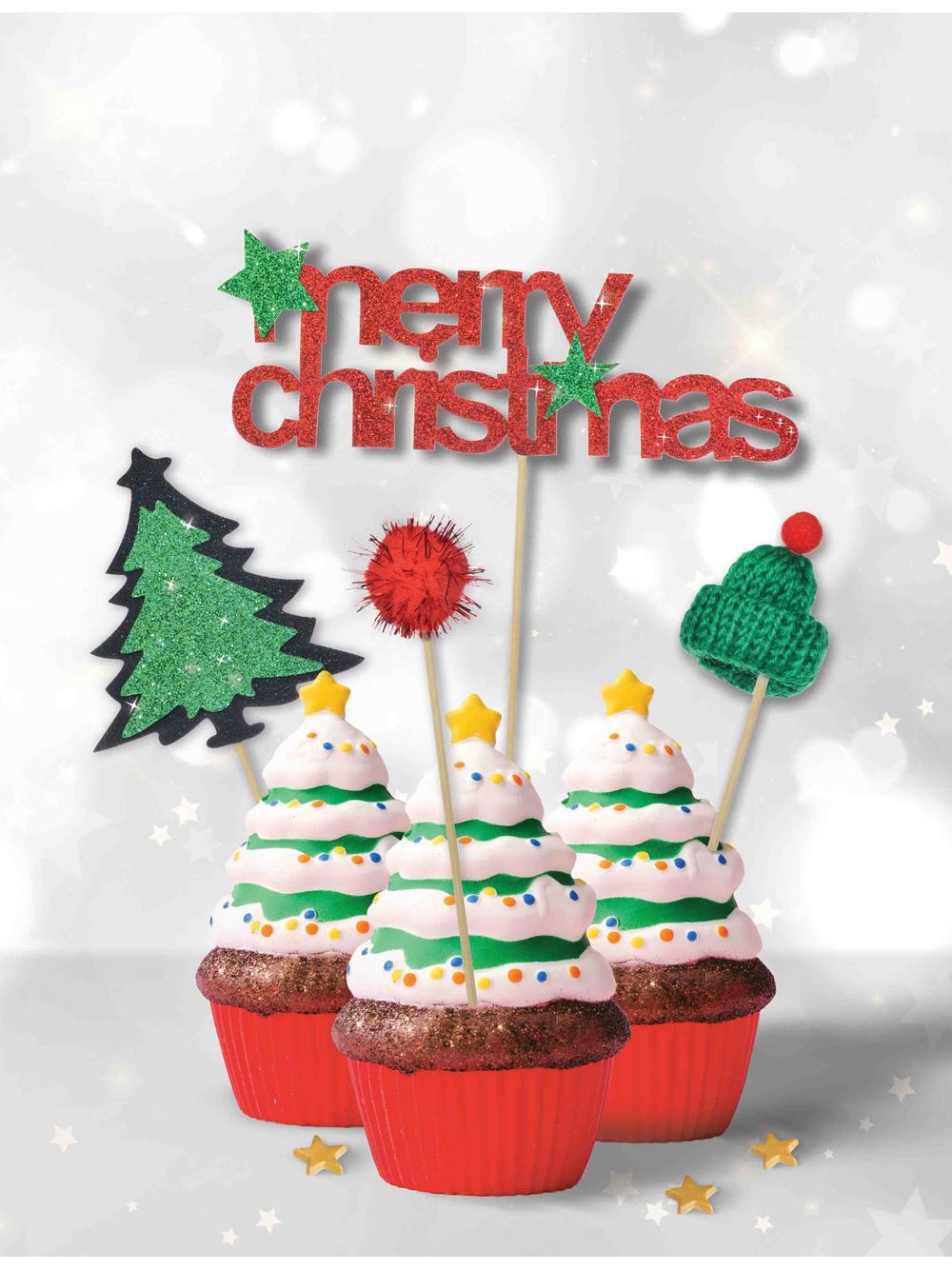 Dekoracja ciasta - Merry Christmas (4 szt.)