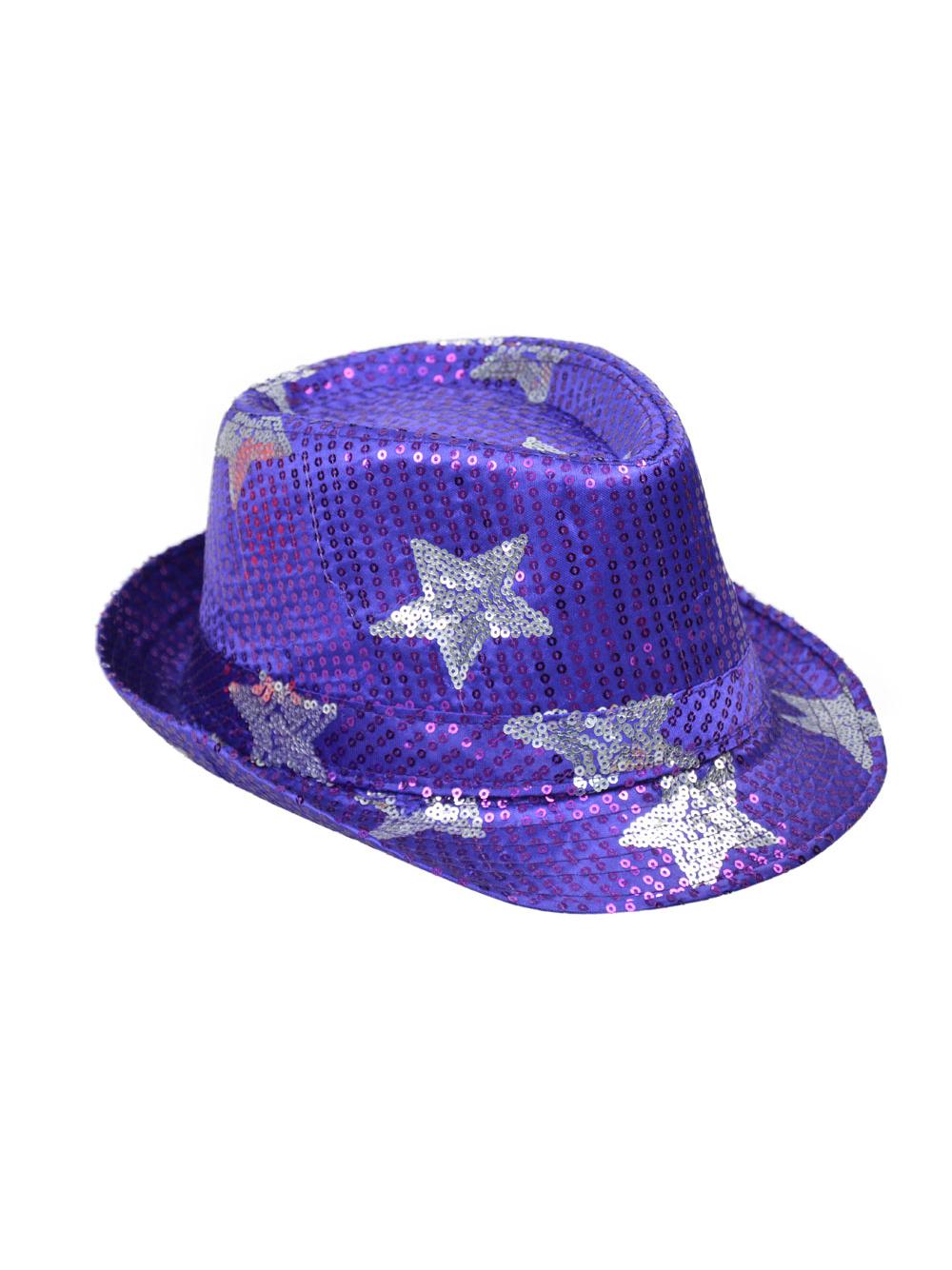 Kapelusz cekiny gwiazdor fioletowy