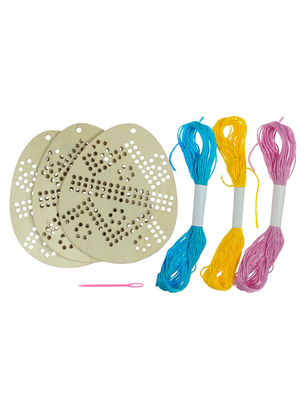 Drewniany zestaw kreatywny - pisanki z haftem