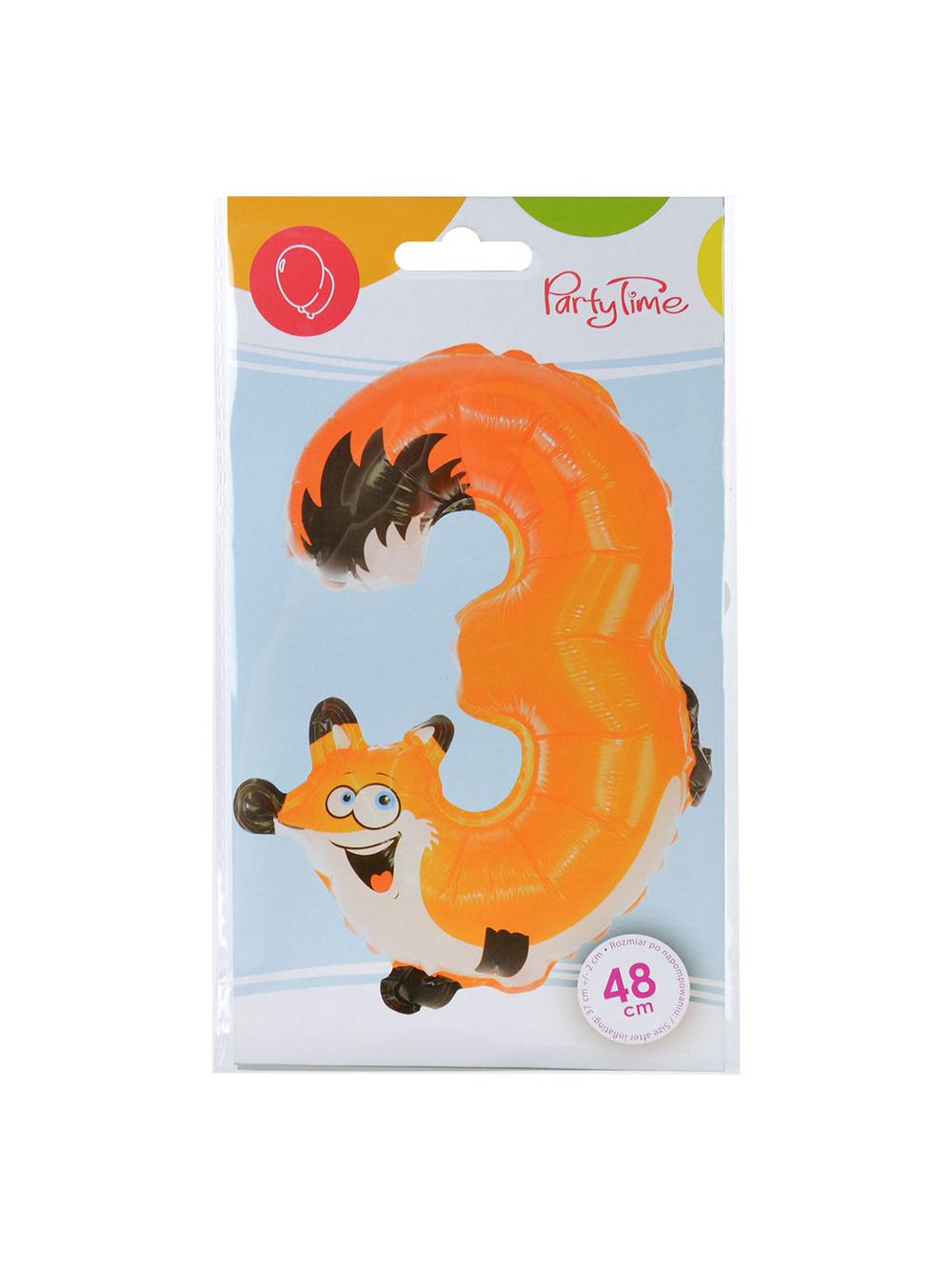 Balon foliowy cyferka zwierzątko nr 3