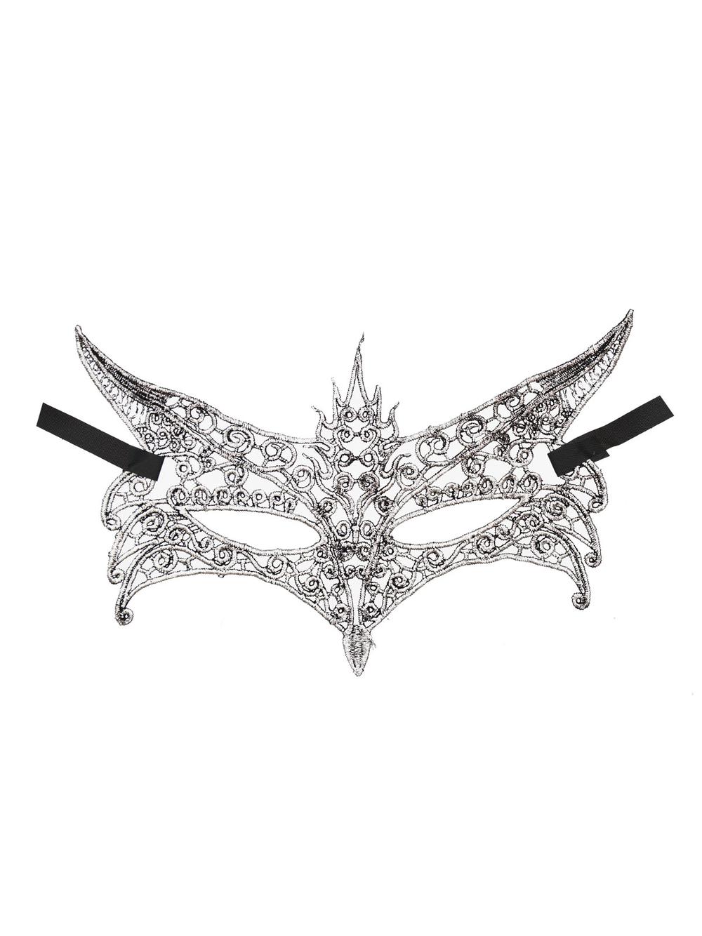 Subtelna maska koronkowa glamour srebrna