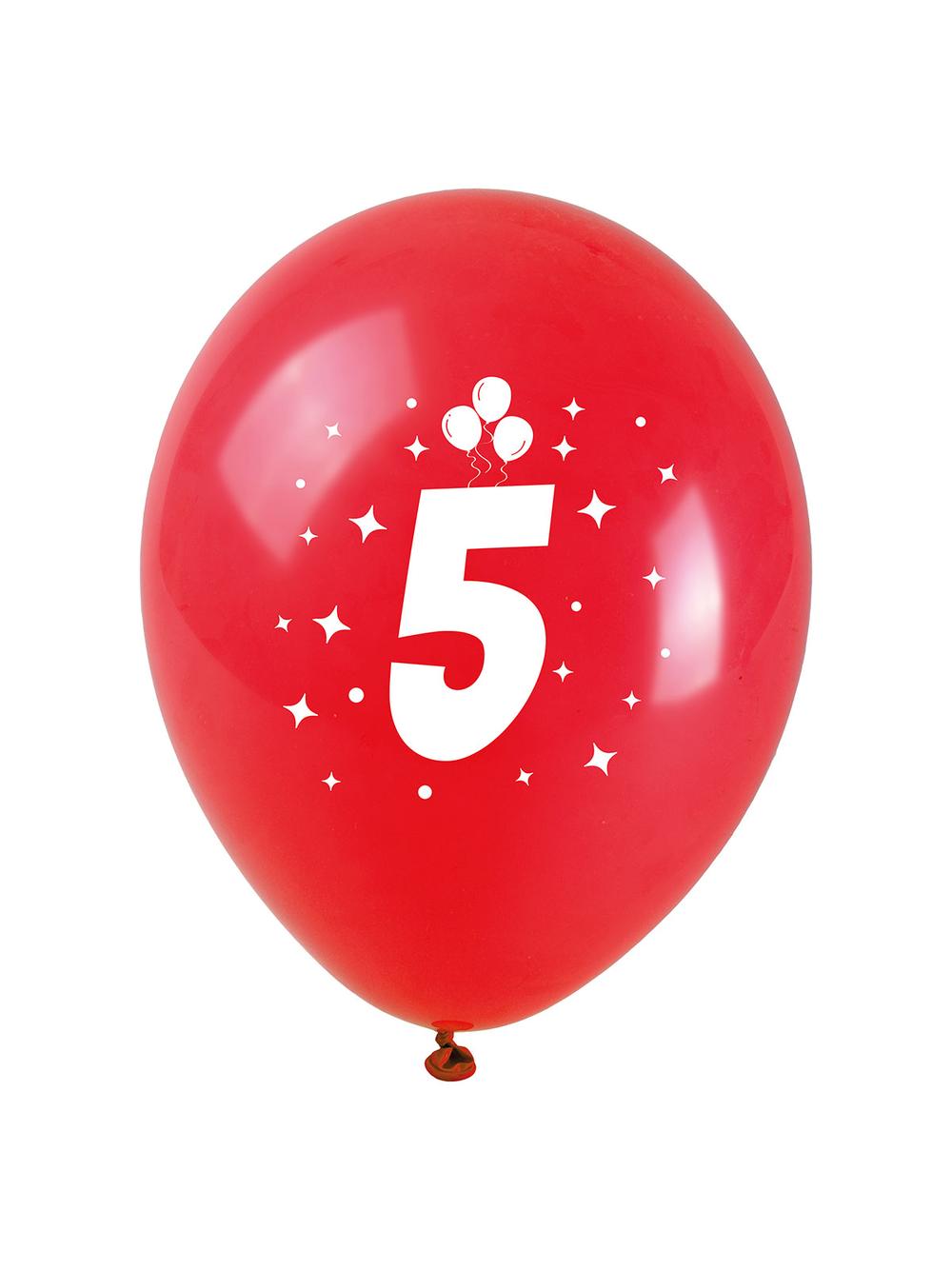 Balony z nadrukiem cyferki - 5 (3 szt.)