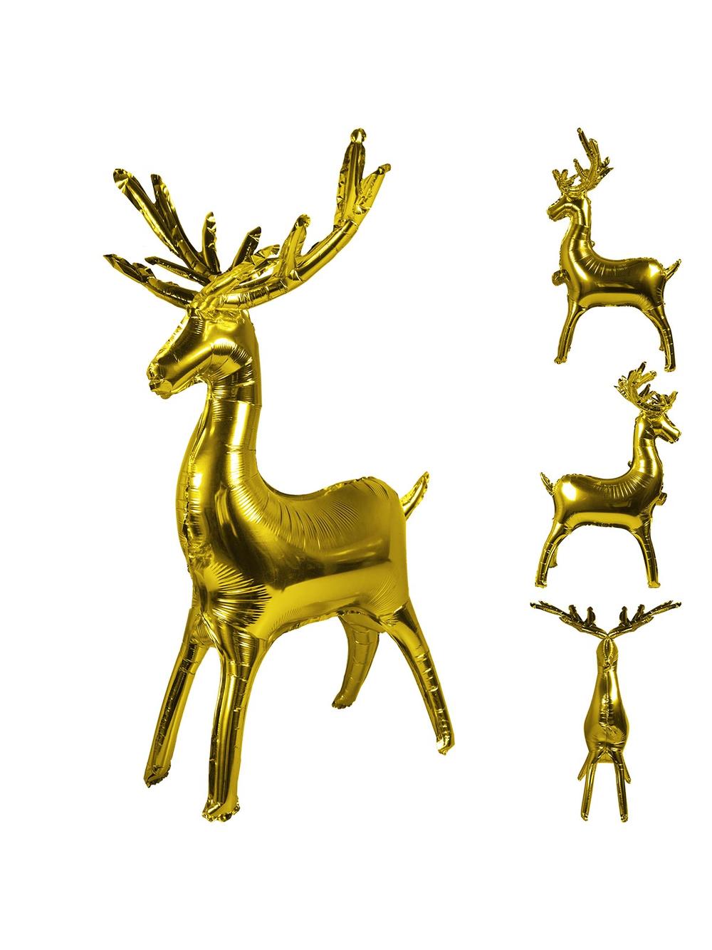 Balon foliowy - złoty renifer stojący