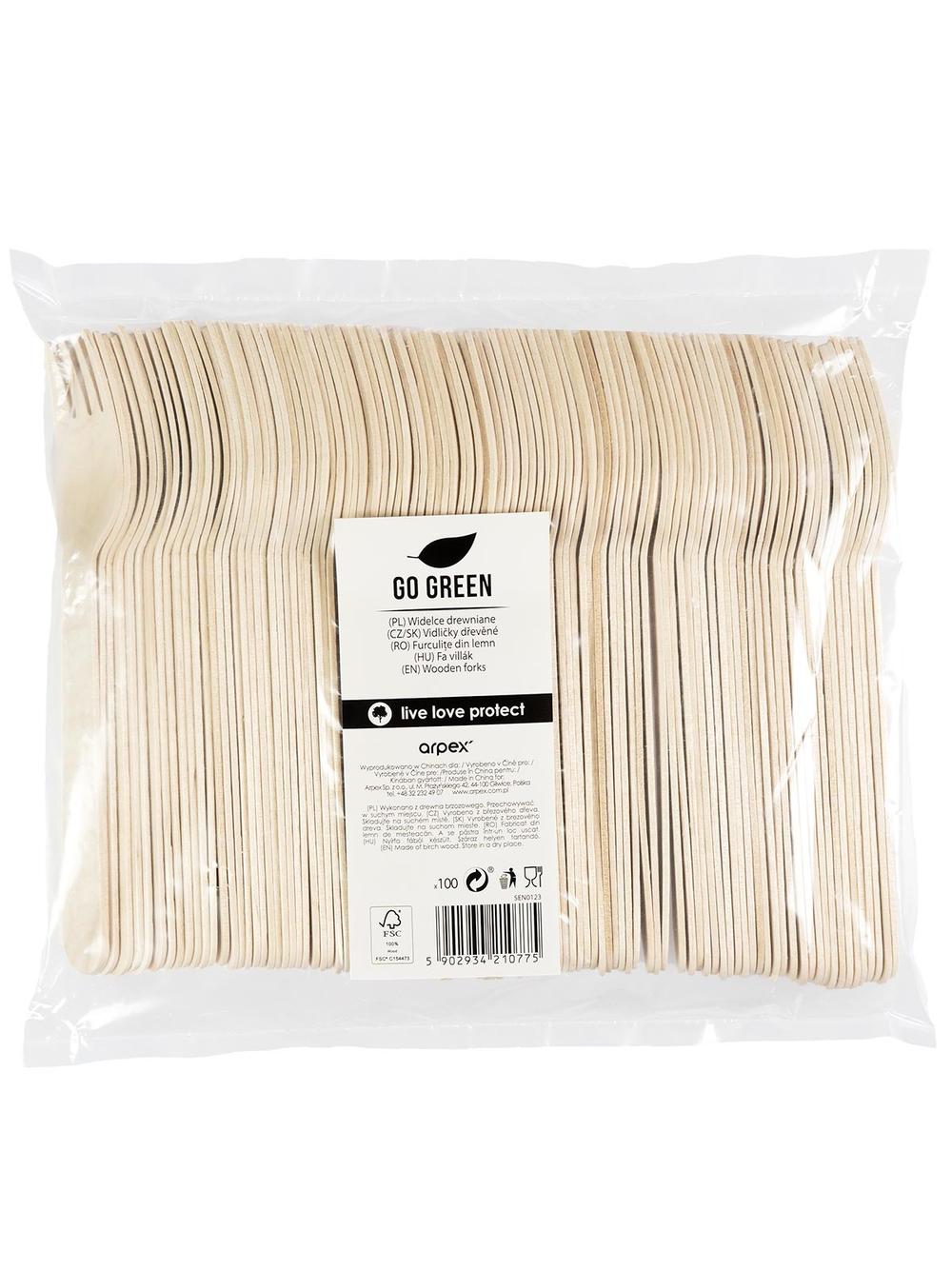 Widelce drewniane (100 szt.) - FSC 100%