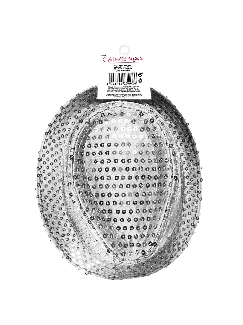 Kapelusz cekiny srebrny