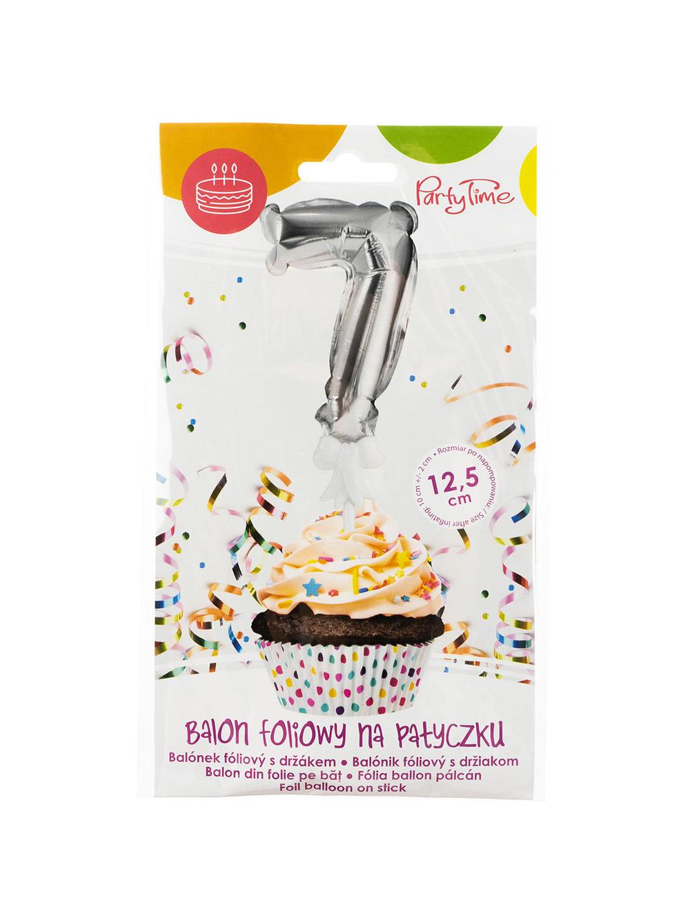 Balon foliowy na patyczku nr 7 srebrny