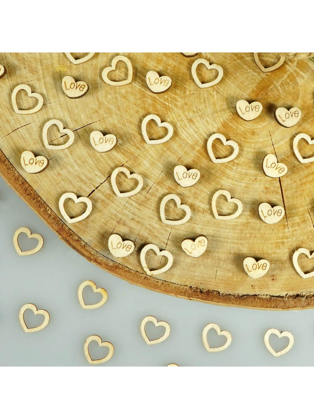 Drewniane konfetti - serduszka (48 szt.)